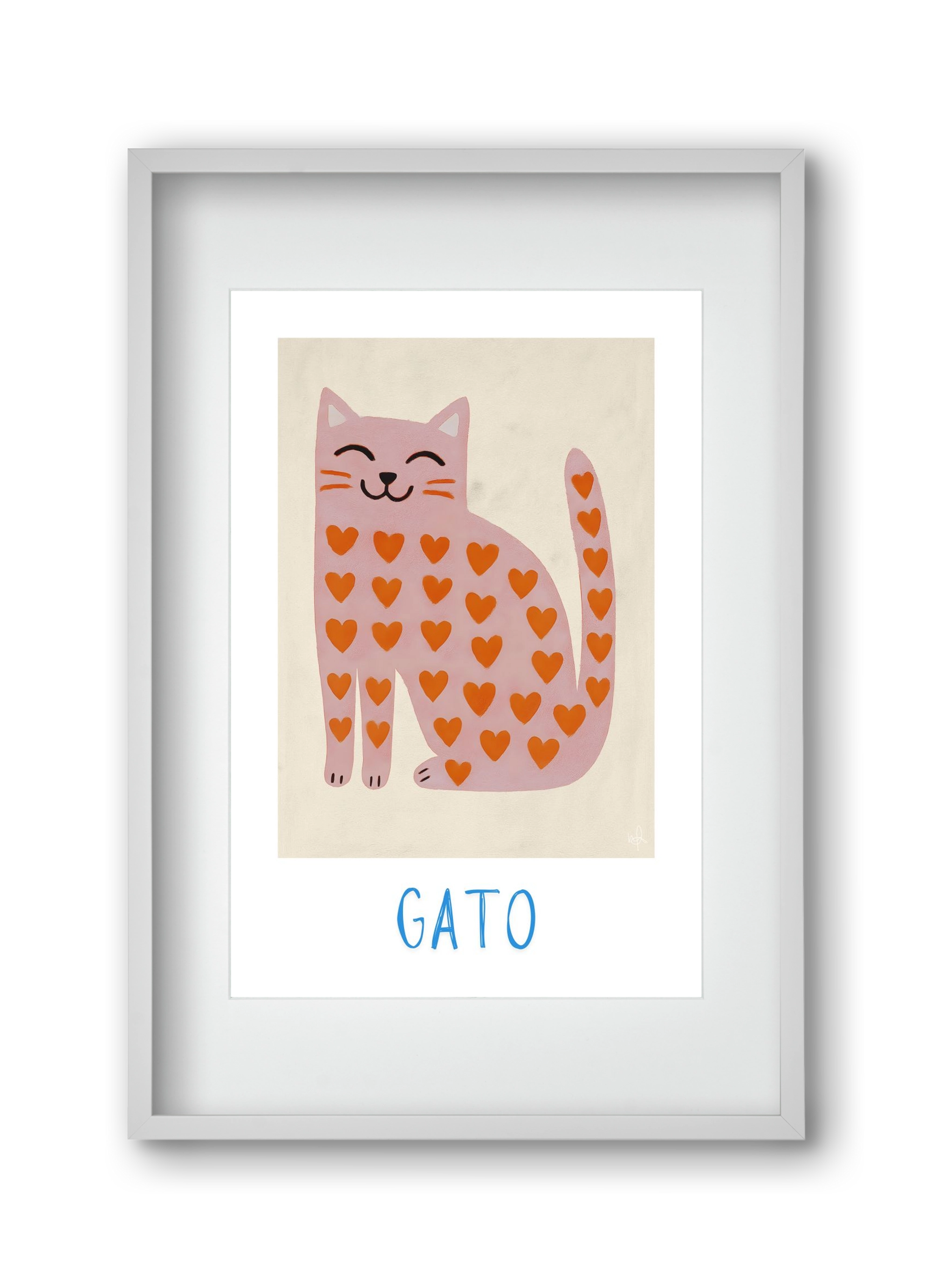 Gato , 30x45 cm (20x30 cm), Fehér keret, paszpartuval