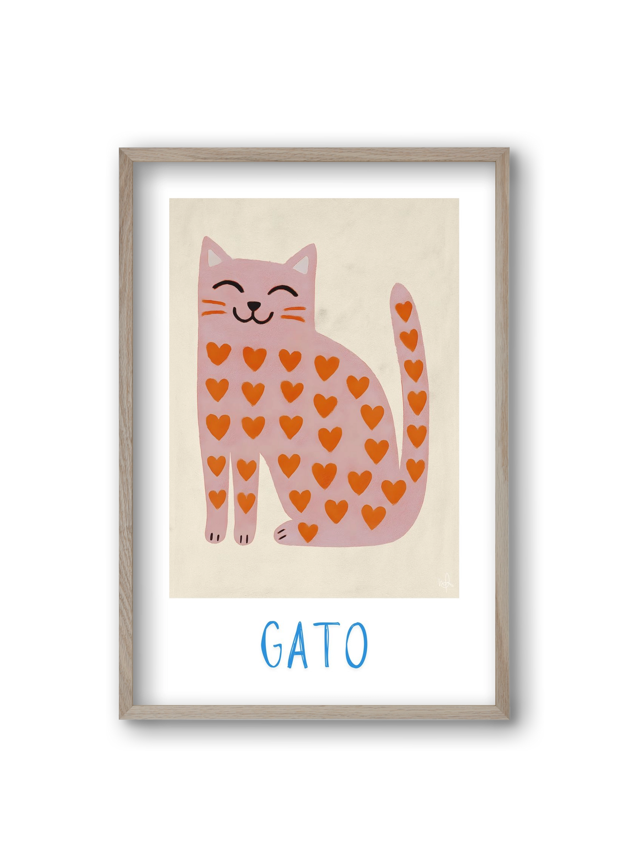 Gato , 20x30 cm (20x30 cm), Tölgy keret