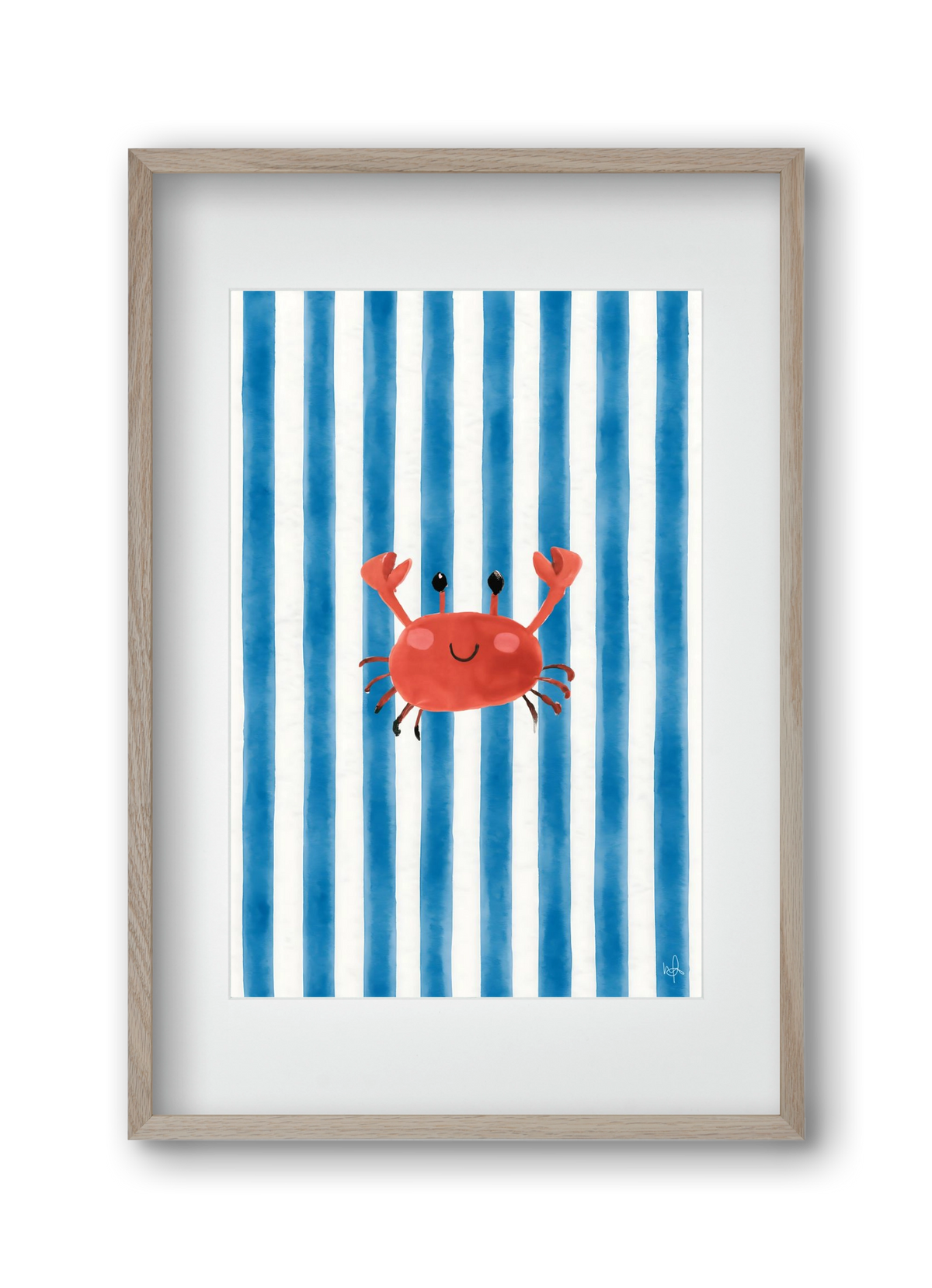 happy crab, 30x45 cm (20x30 cm), Tölgy keret, paszpartuval