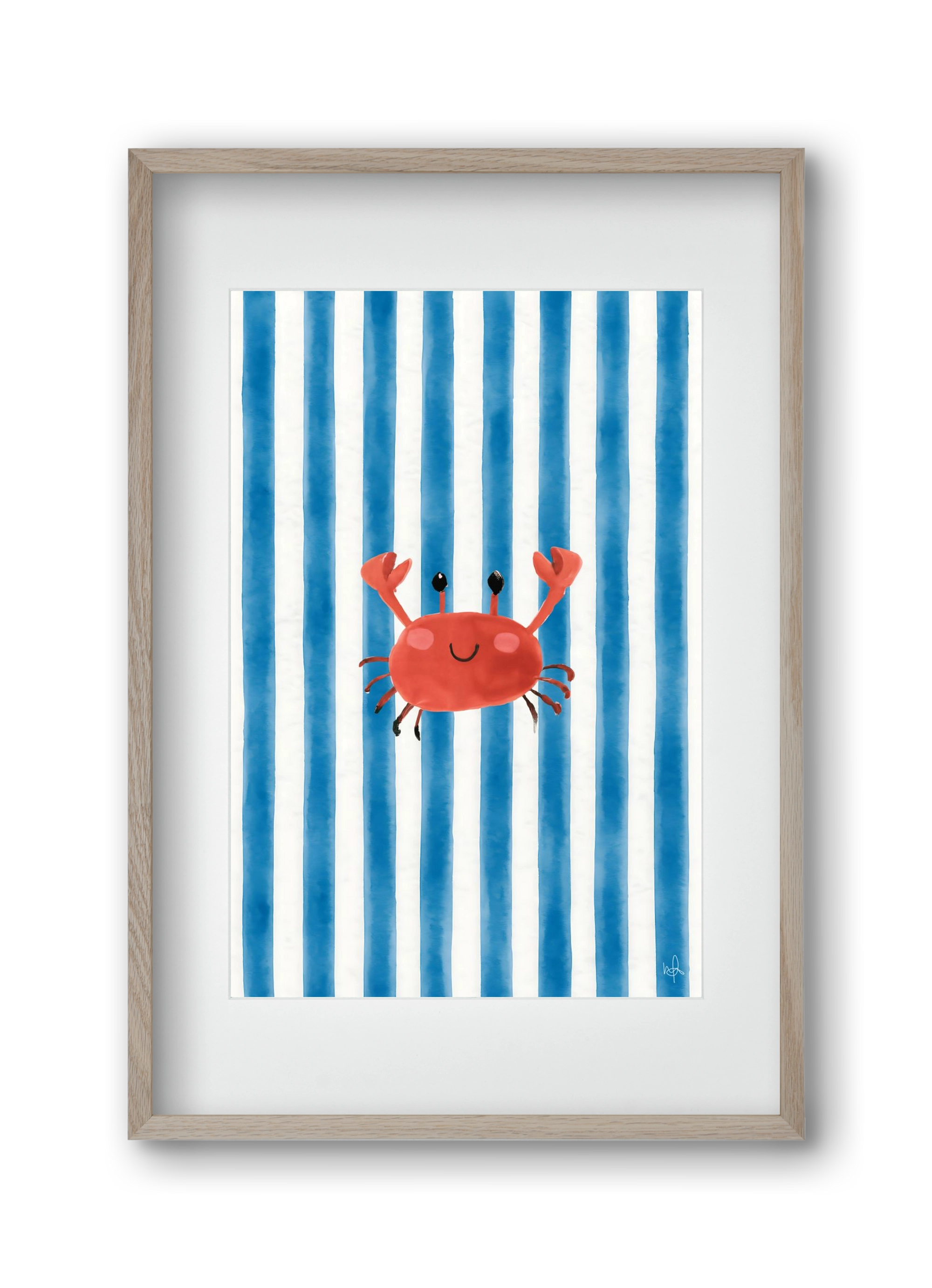 happy crab, 30x45 cm (20x30 cm), Tölgy keret, paszpartuval