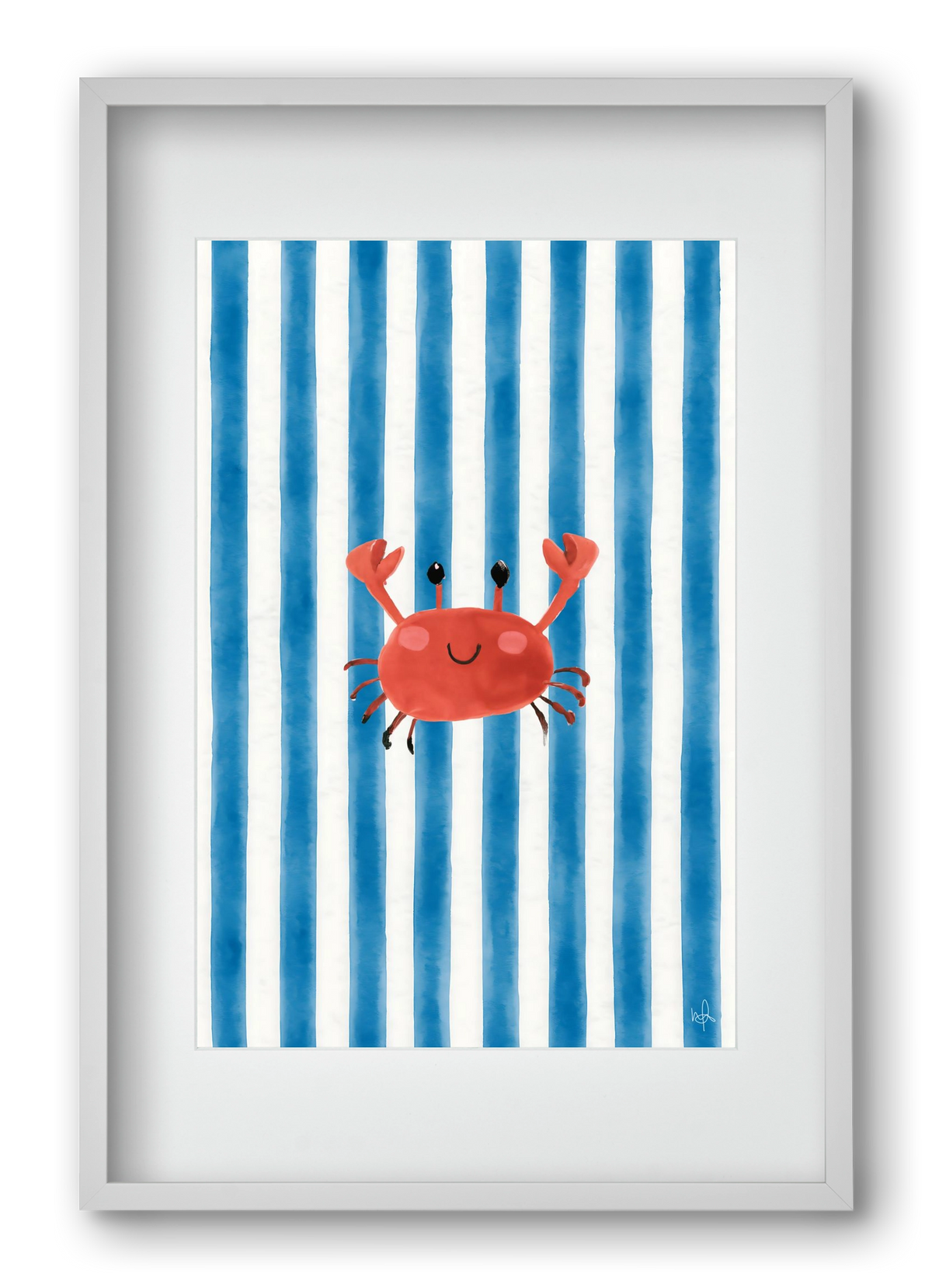 happy crab, 40x60 cm (30x45 cm), Fehér keret, paszpartuval