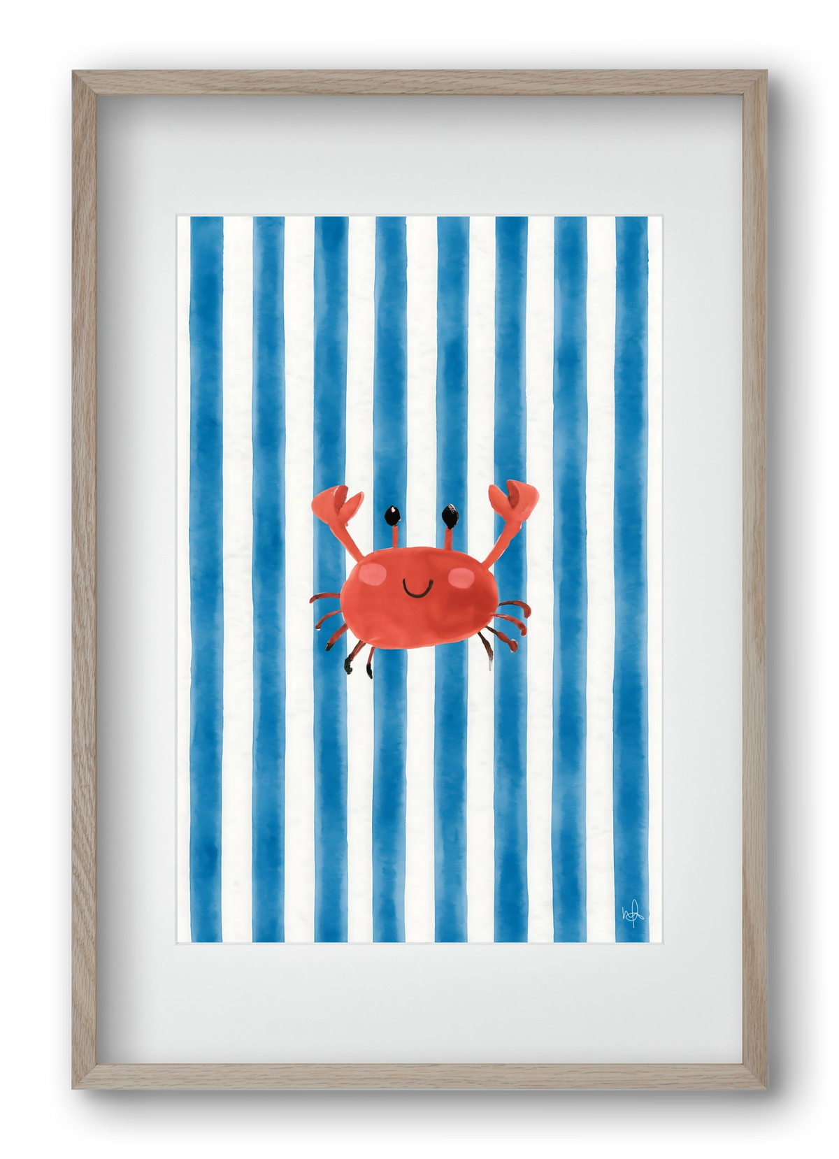 happy crab, 40x60 cm (30x45 cm), Tölgy keret, paszpartuval