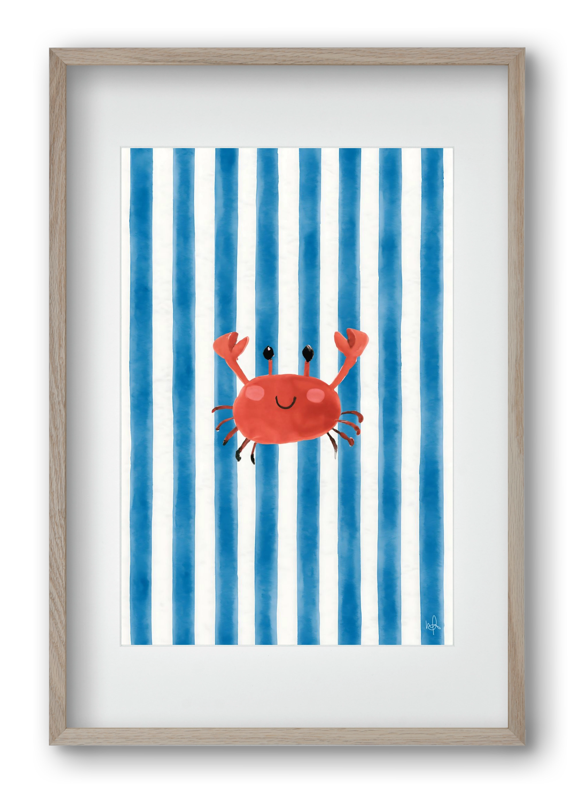 happy crab, 40x60 cm (30x45 cm), Tölgy keret, paszpartuval