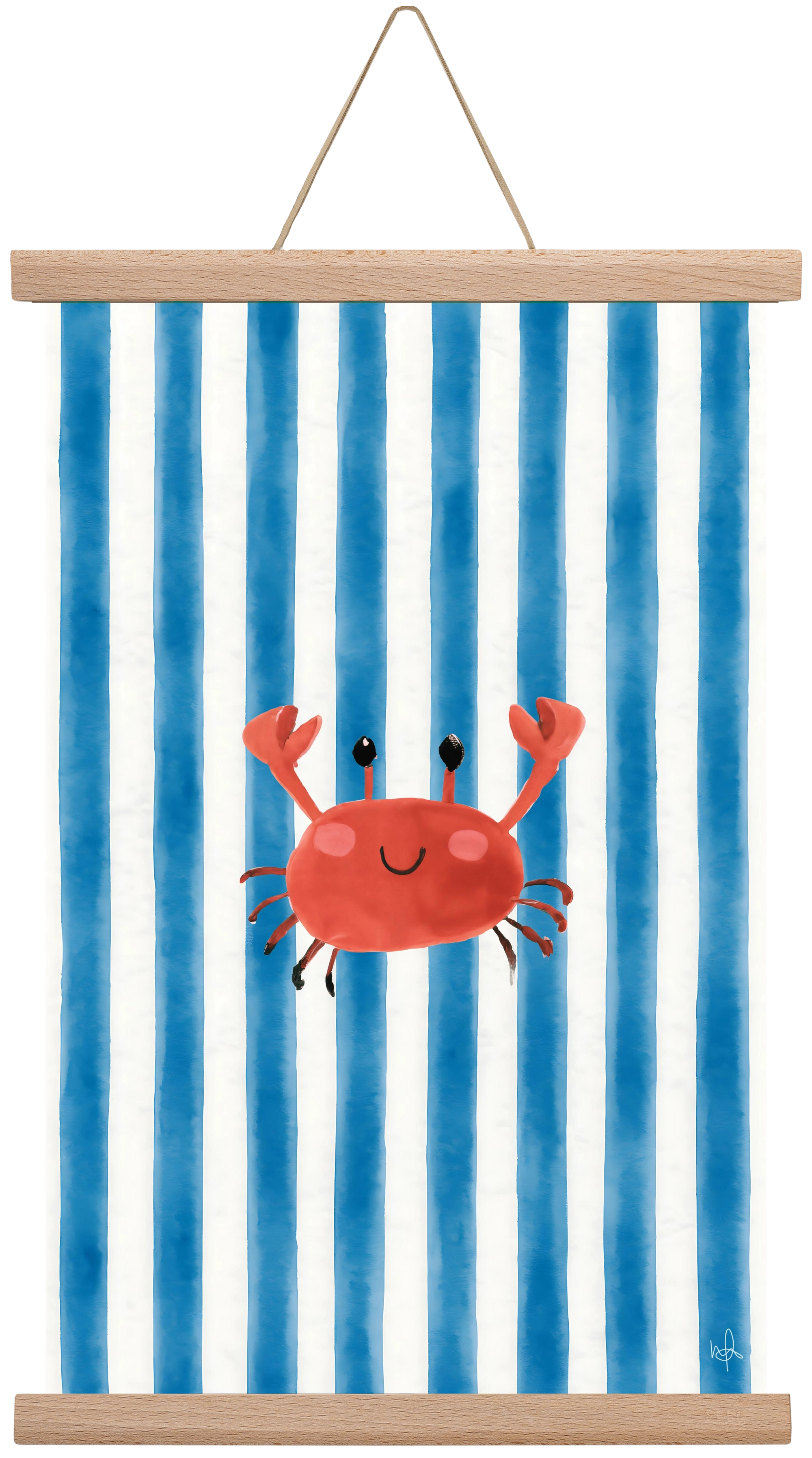 happy crab, 30x45 cm (30x45 cm), Tölgy akasztó