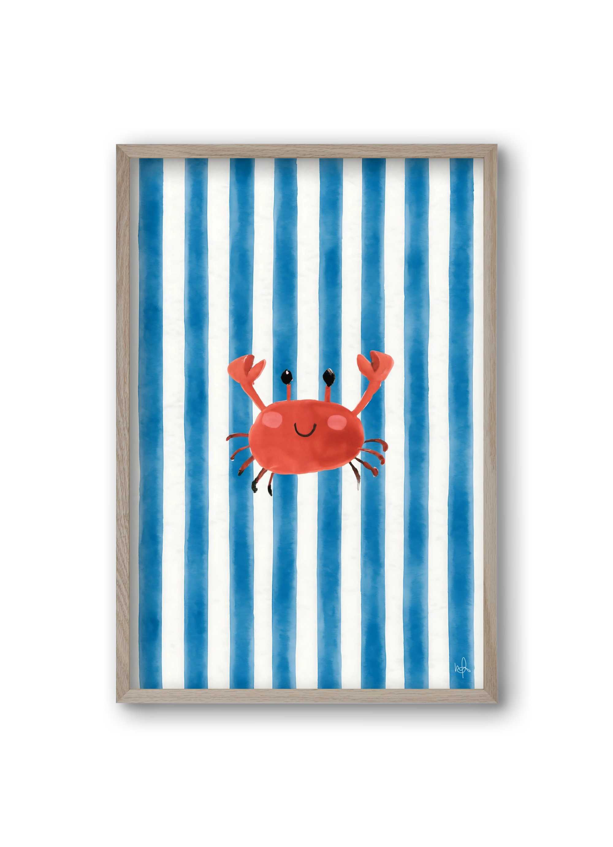 happy crab, 20x30 cm (20x30 cm), Tölgy keret