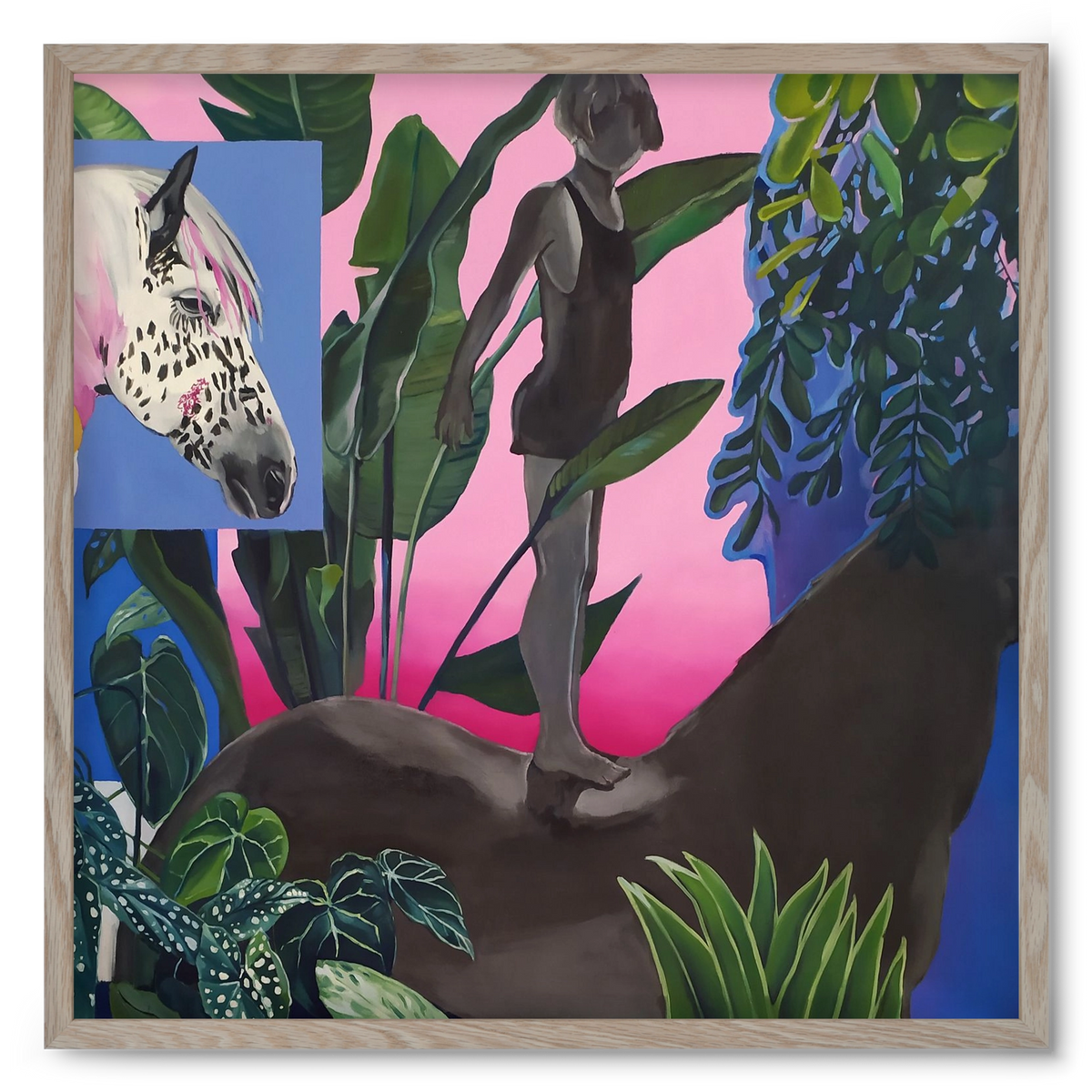 Jungel ló fiú, 50x50 cm (50x50 cm), Tölgy keret