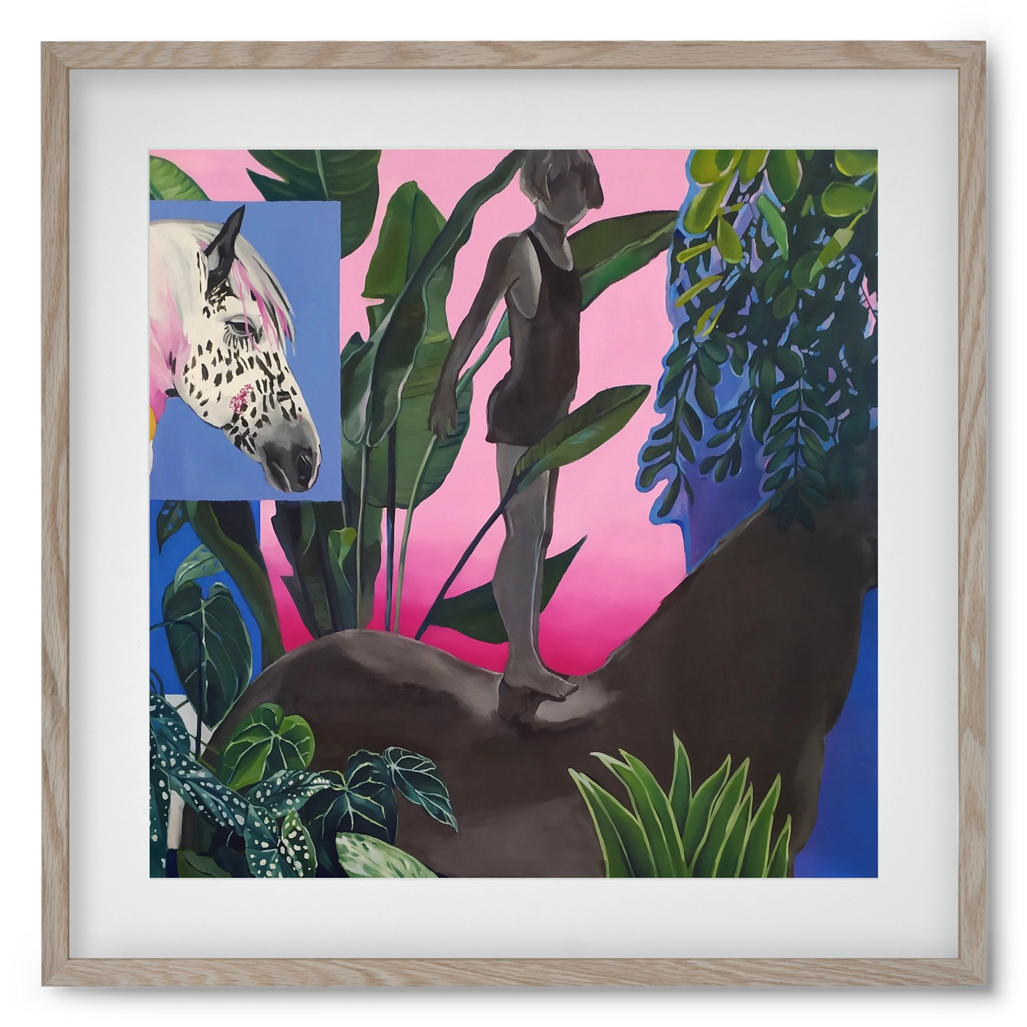 Jungel ló fiú, 50x50 cm (40x40 cm), Tölgy keret, paszpartuval