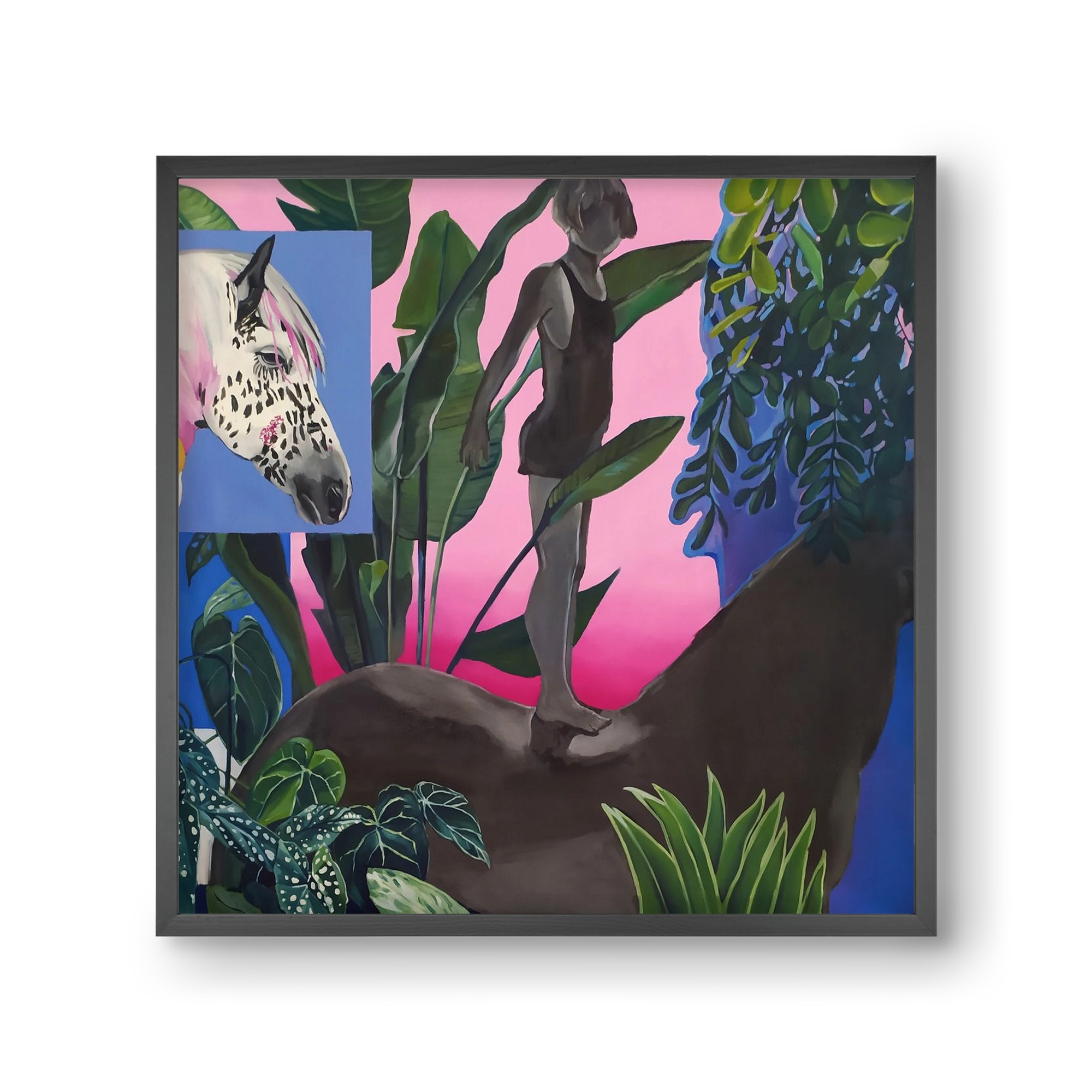 Jungel ló fiú, 30x30 cm (30x30 cm), Fekete keret