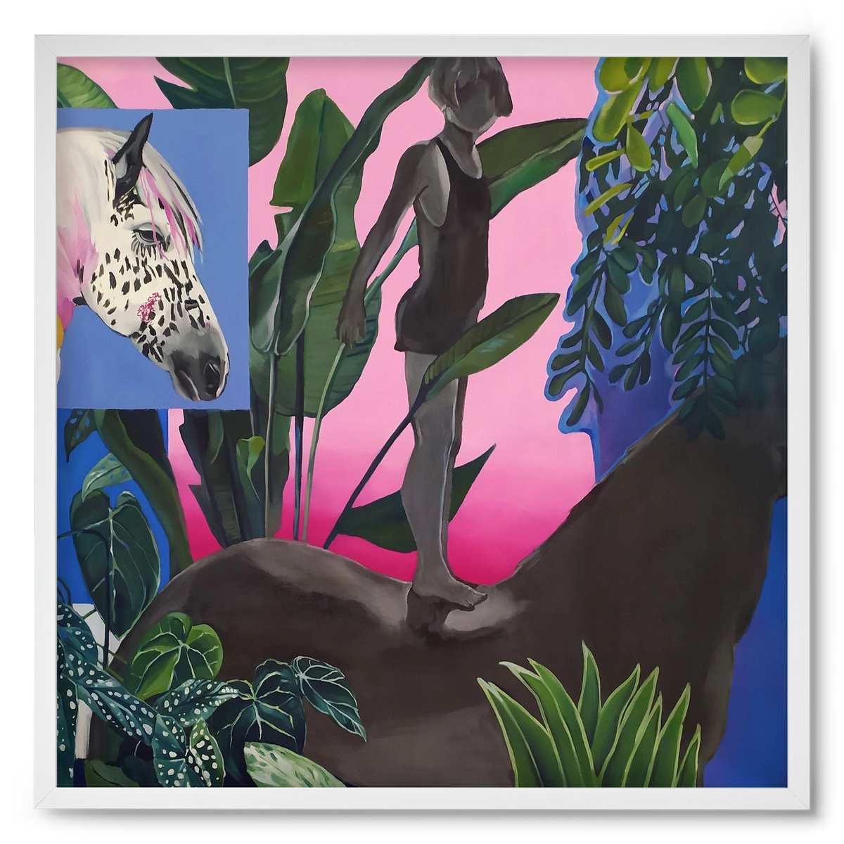 Jungel ló fiú, 50x50 cm (50x50 cm), Fehér keret