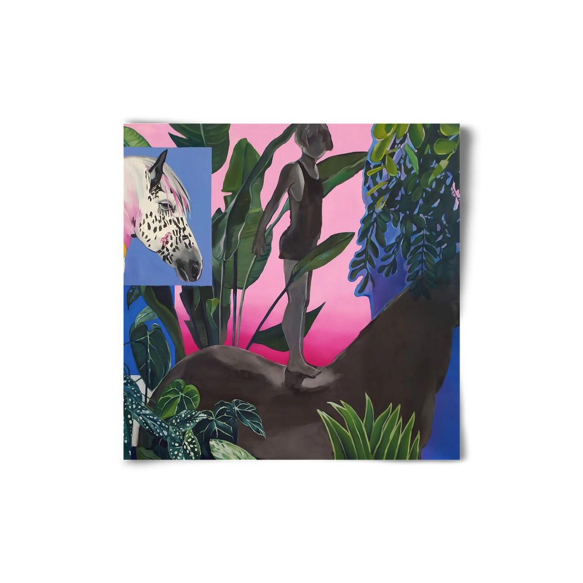 Jungel ló fiú, 20x20 cm, Keret nélkül