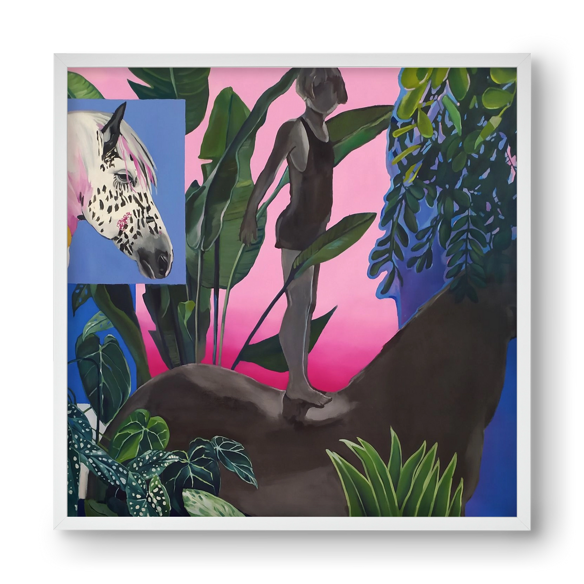 Jungel ló fiú, 40x40 cm (40x40 cm), Fehér keret