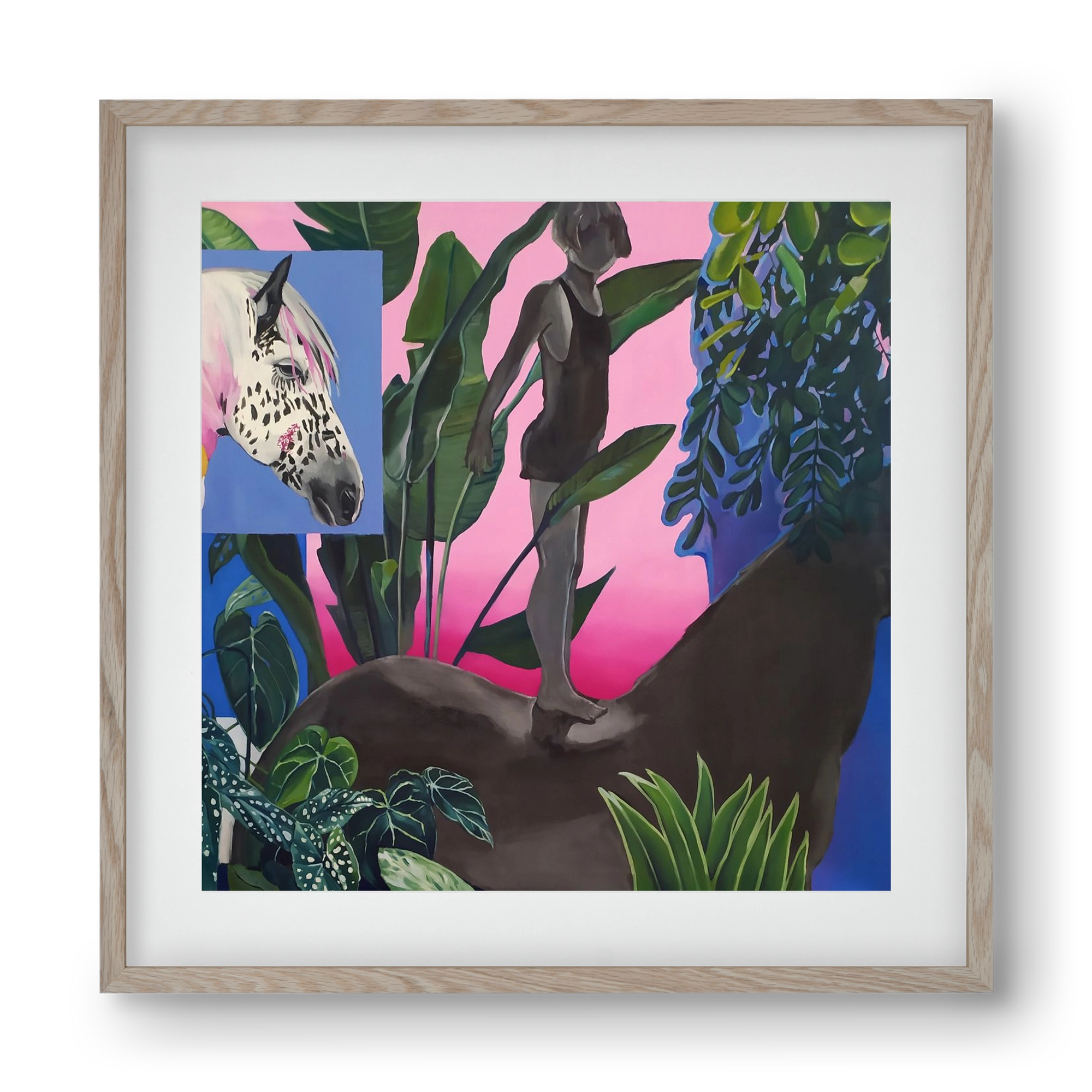 Jungel ló fiú, 40x40 cm (30x30 cm), Tölgy keret, paszpartuval