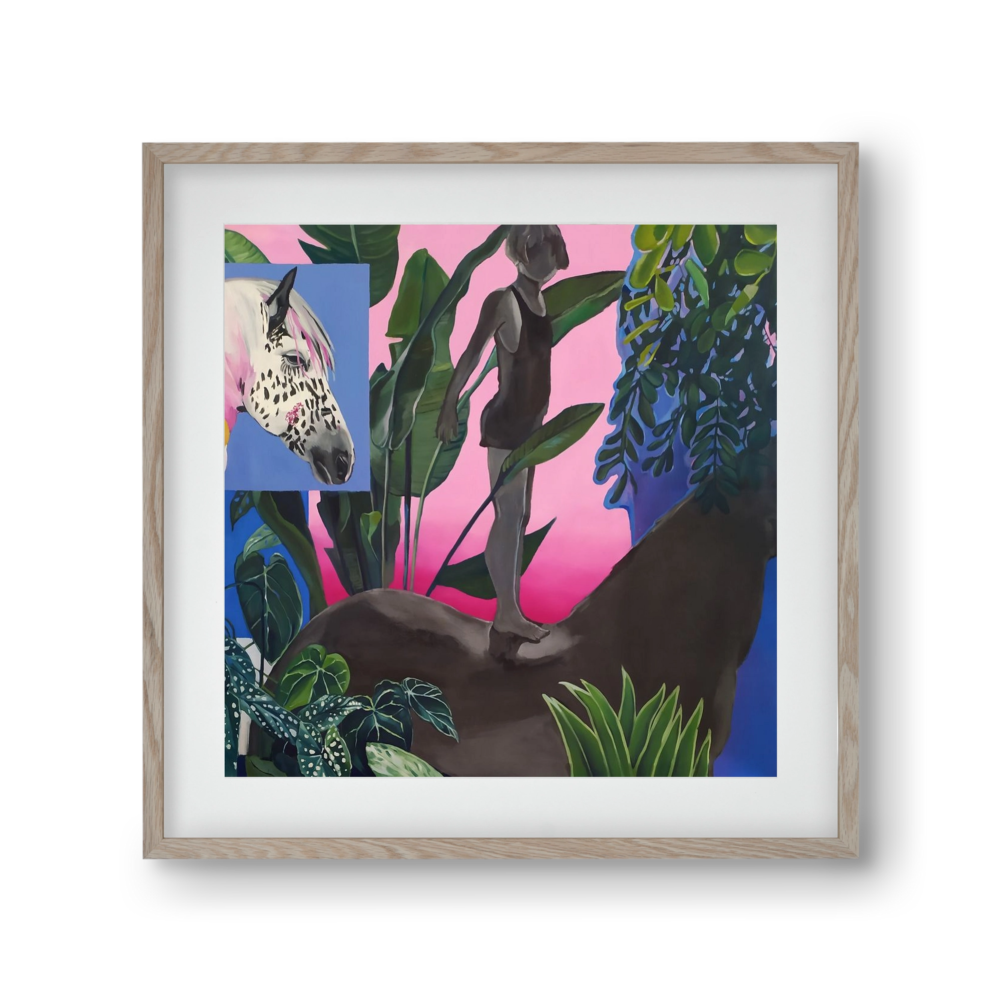 Jungel ló fiú, 30x30 cm (20x20 cm), Tölgy keret, paszpartuval