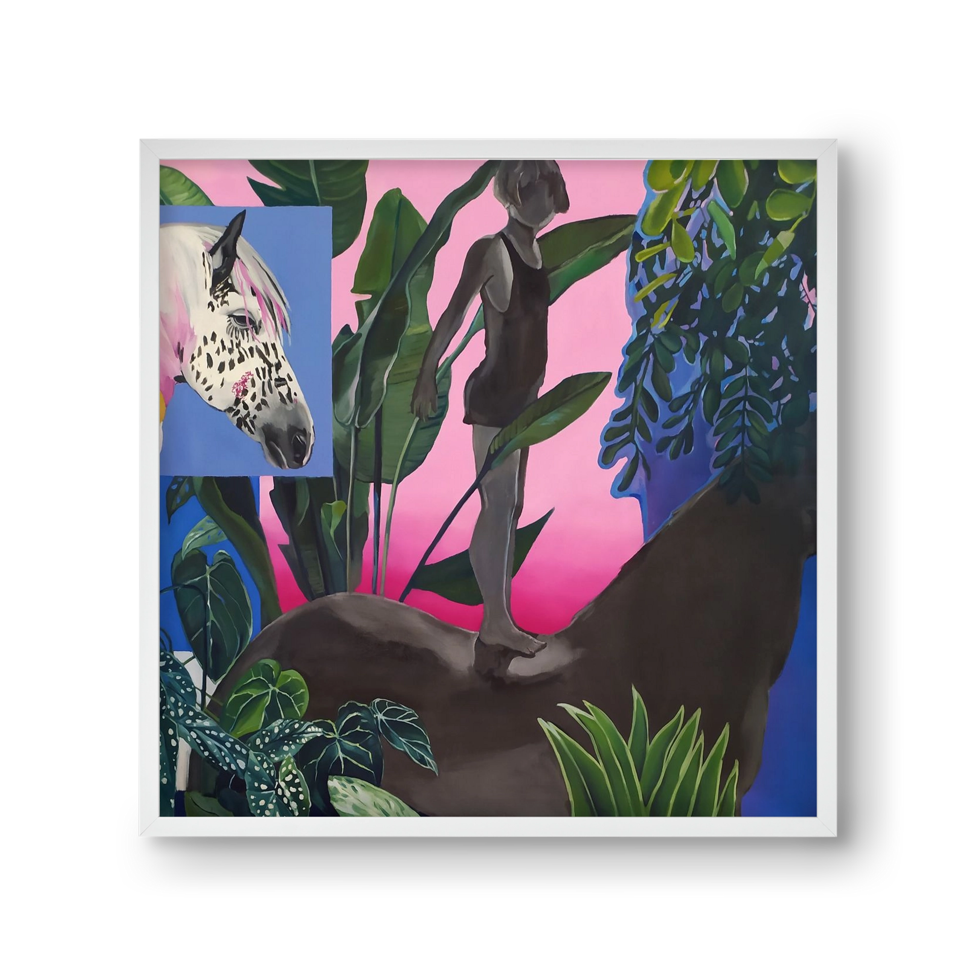 Jungel ló fiú, 30x30 cm (30x30 cm), Fehér keret