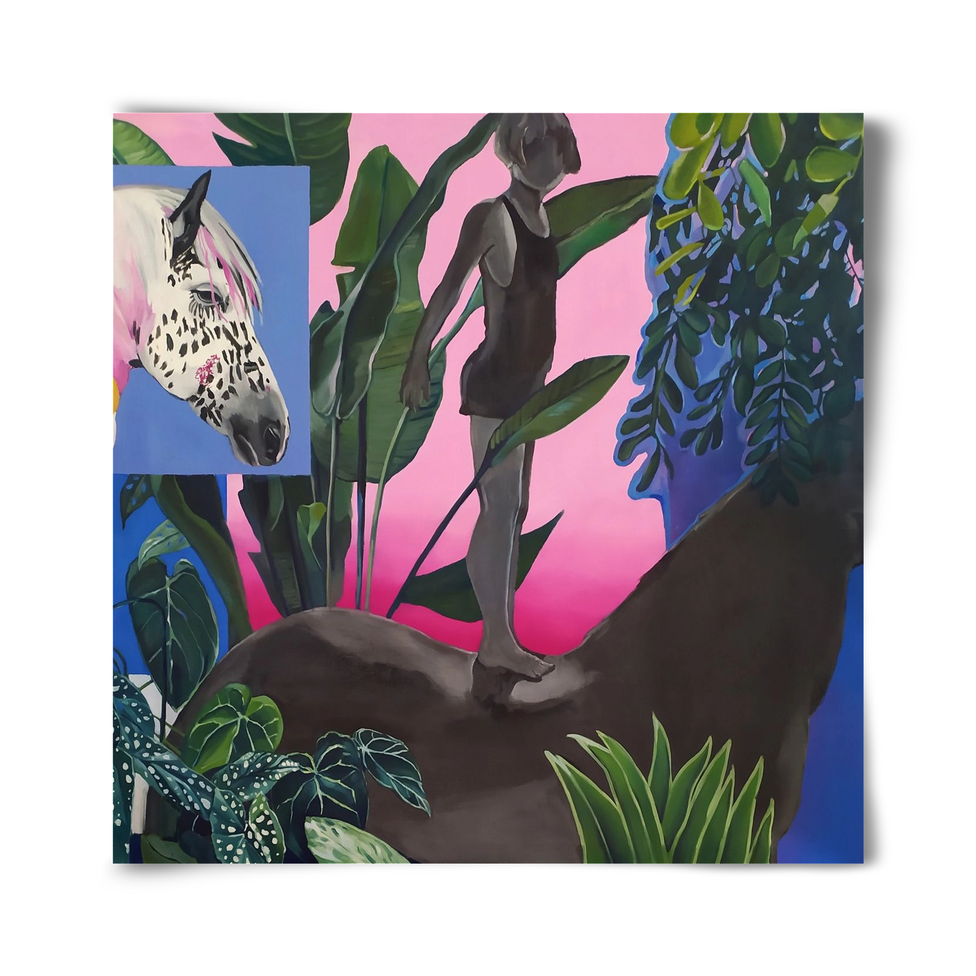 Jungel ló fiú, 40x40 cm, Keret nélkül