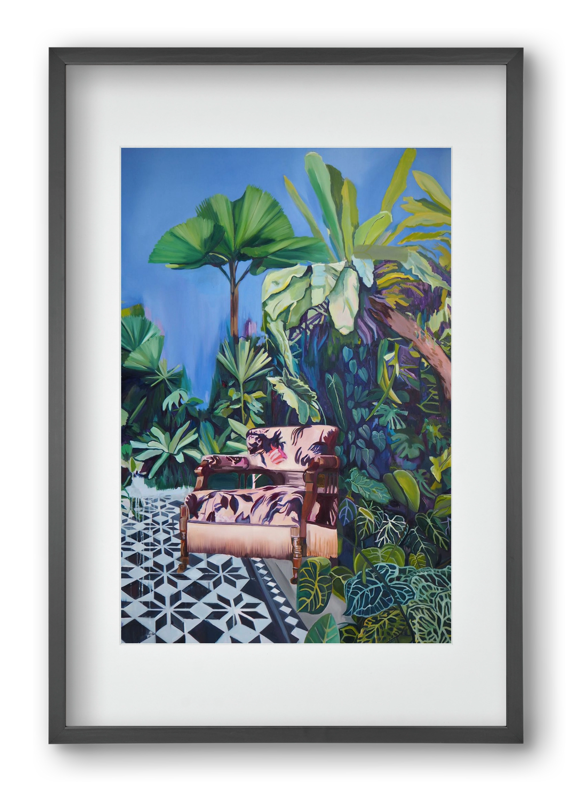 Hófehér jaguár II., 40x60 cm (30x45 cm), Fekete keret, paszpartuval