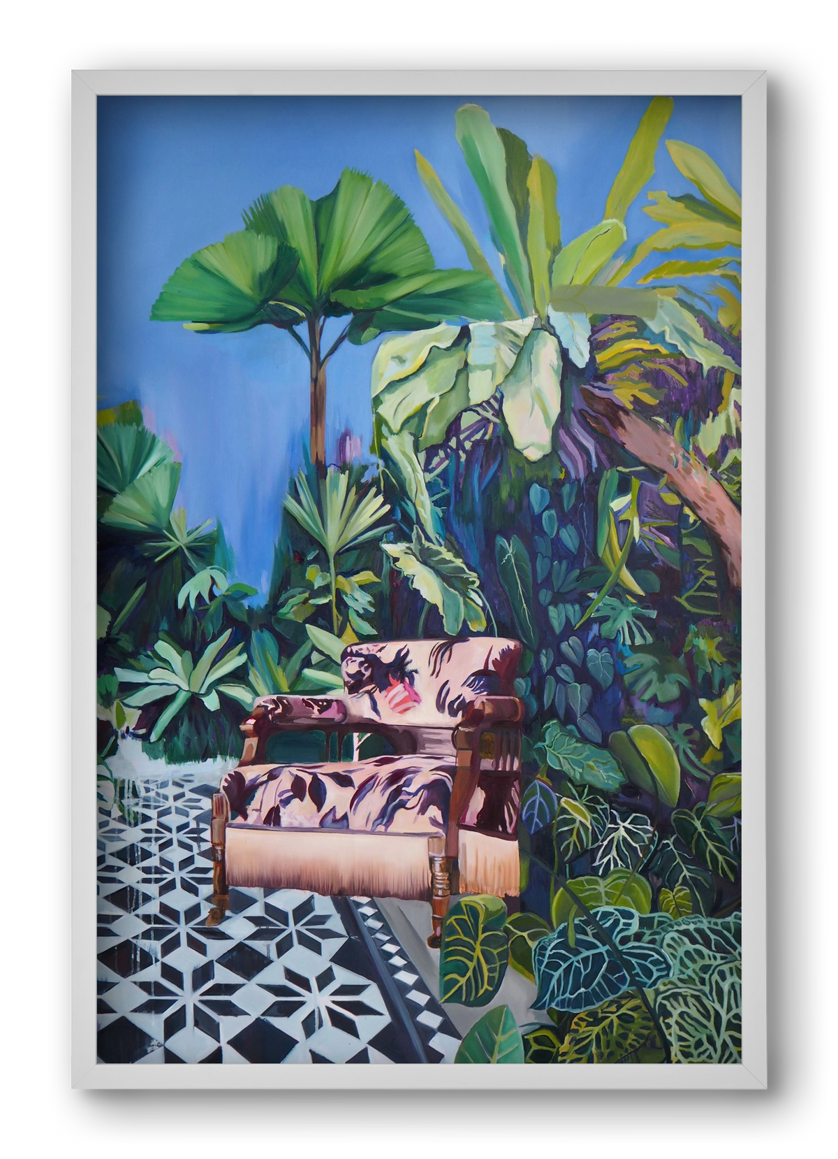 Hófehér jaguár II., 40x60 cm (40x60 cm), Fehér keret