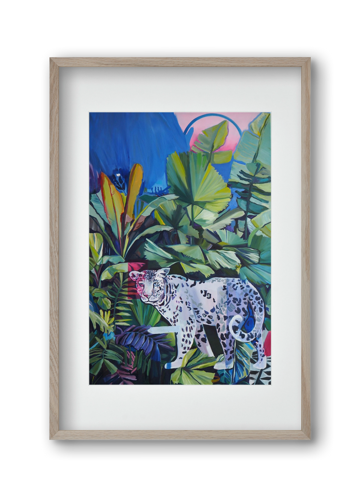 Hófehér jaguár, 30x45 cm (20x30 cm), Tölgy keret, paszpartuval