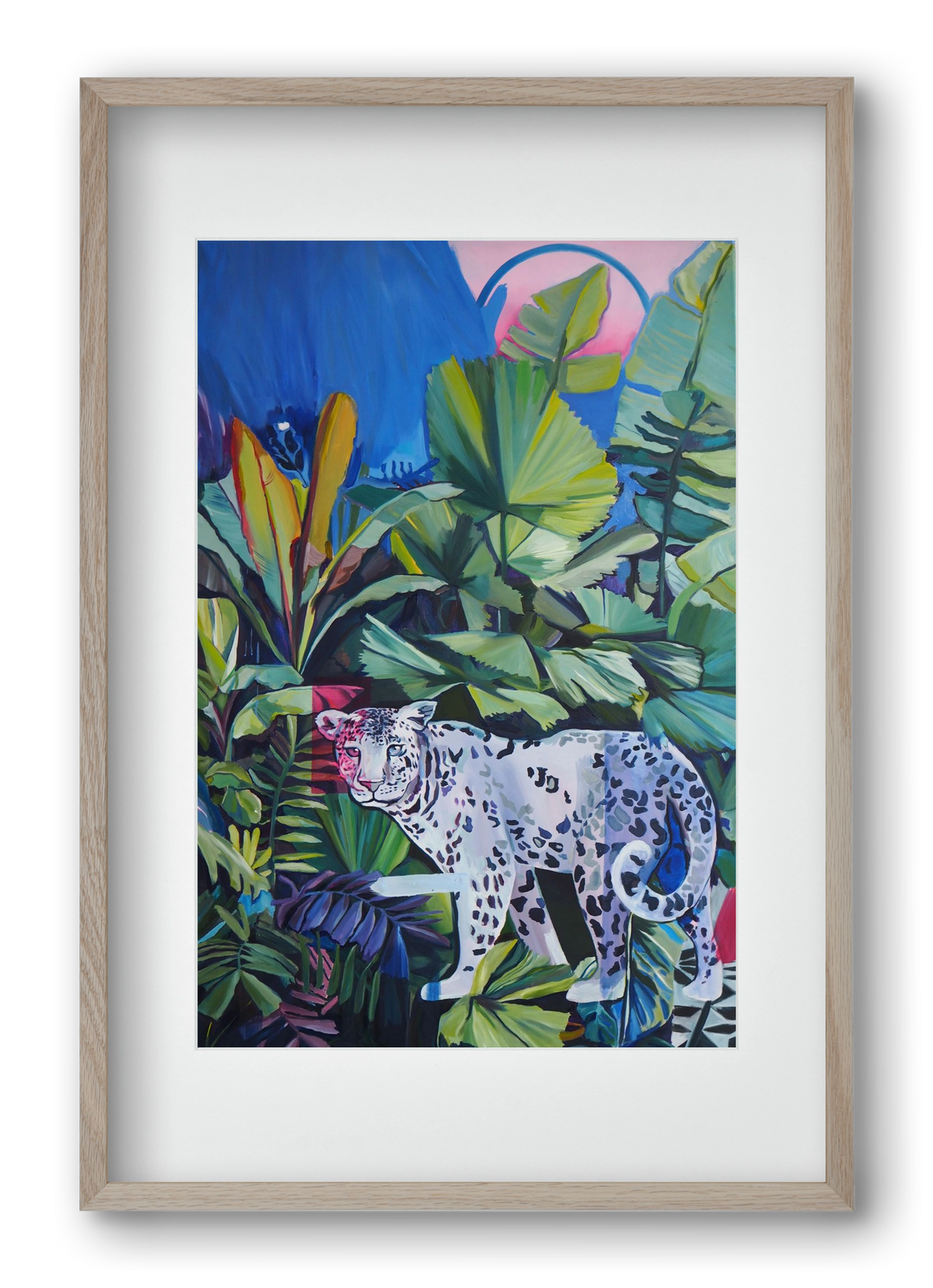 Hófehér jaguár, 40x60 cm (30x45 cm), Tölgy keret, paszpartuval