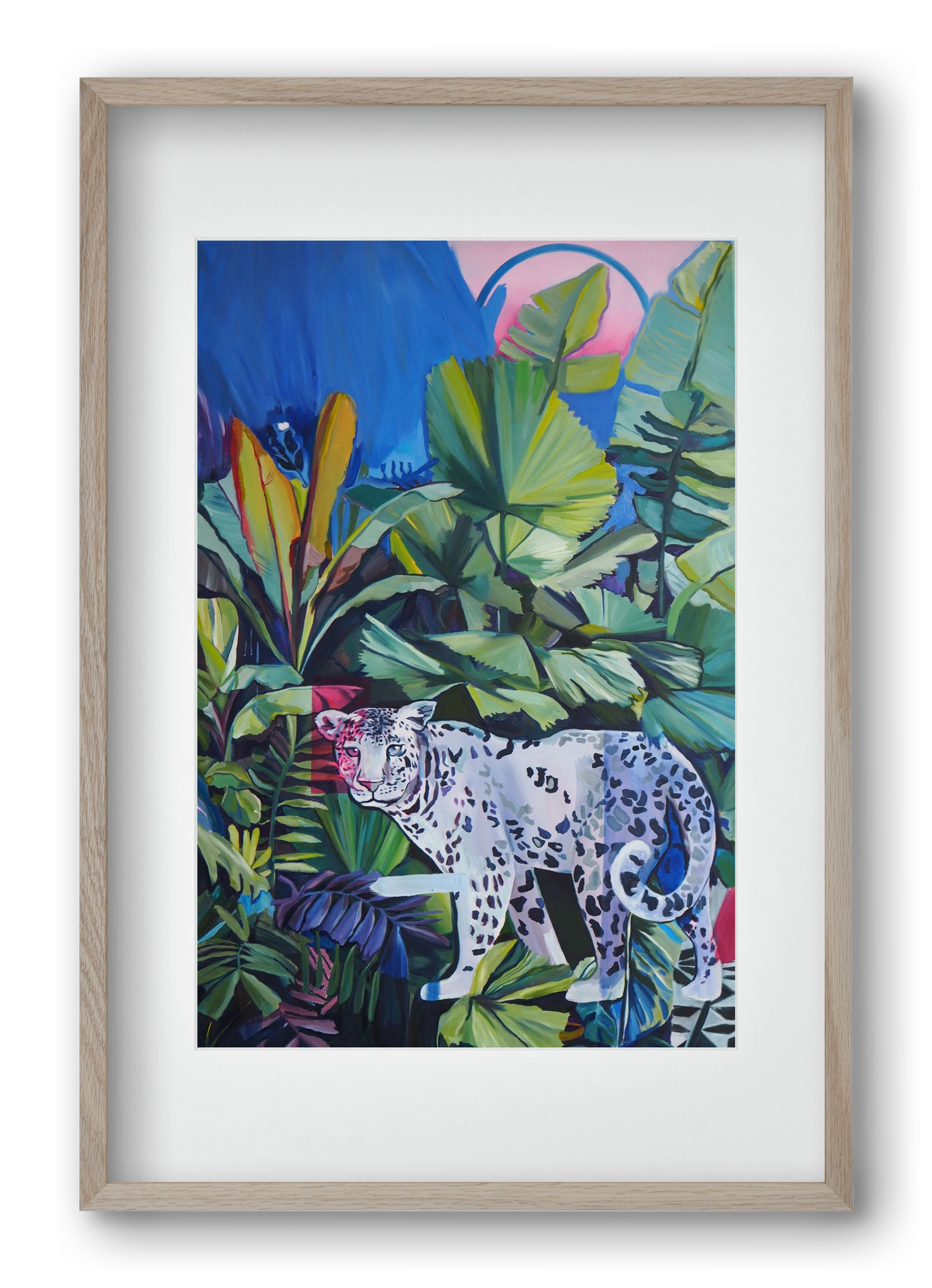 Hófehér jaguár, 40x60 cm (30x45 cm), Tölgy keret, paszpartuval