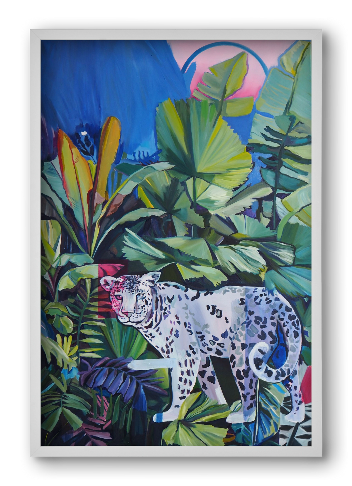 Hófehér jaguár, 40x60 cm (40x60 cm), Fehér keret