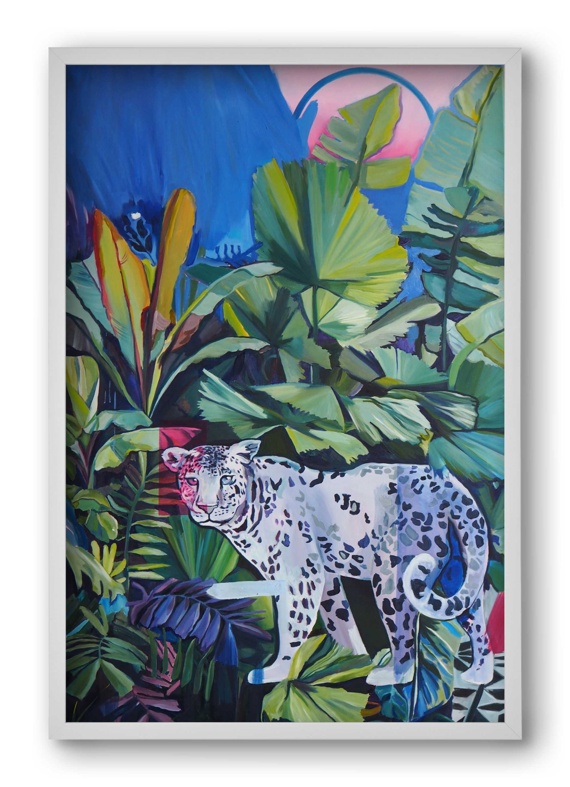 Hófehér jaguár, 40x60 cm (40x60 cm), Fehér keret