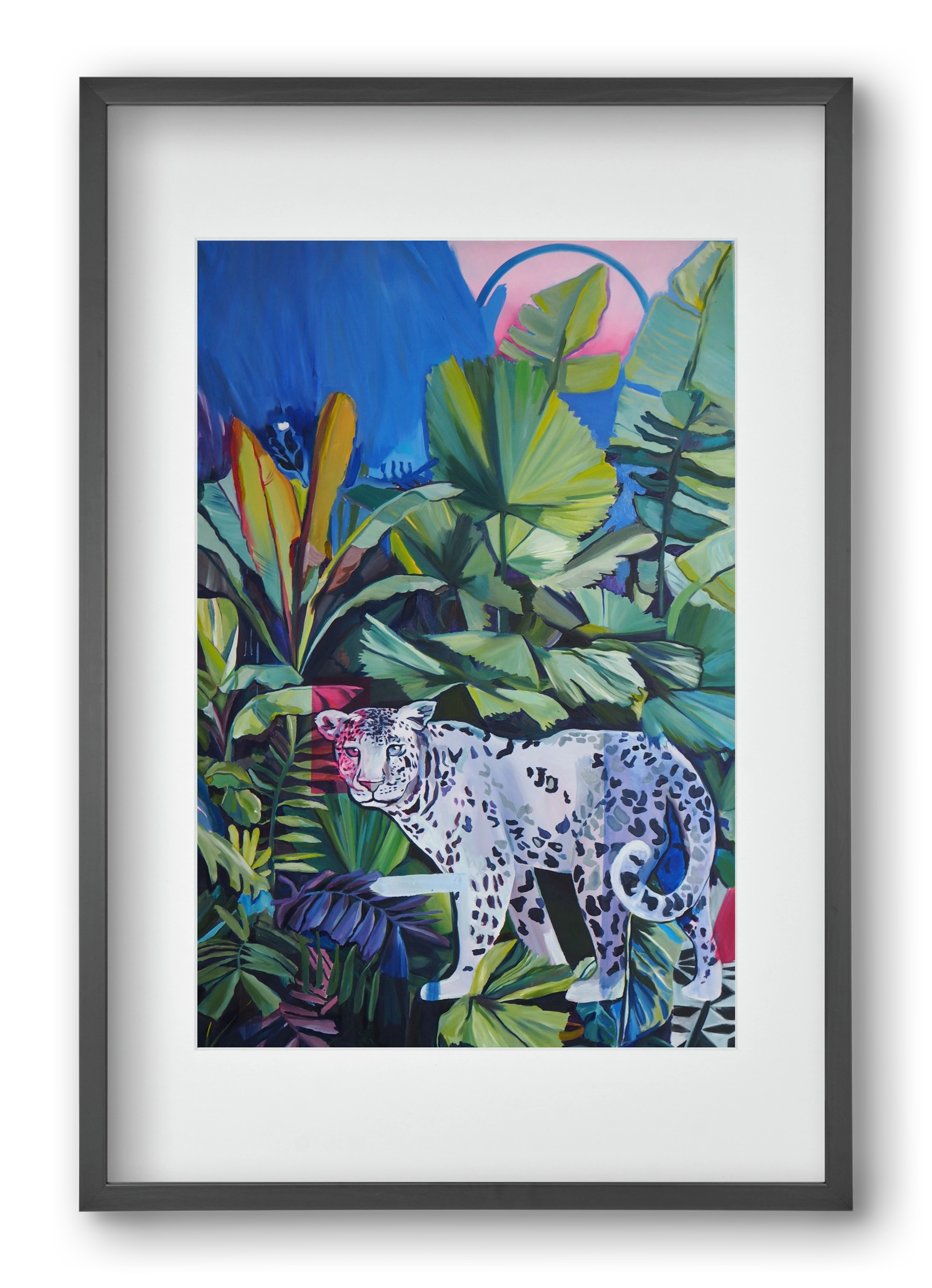 Hófehér jaguár, 40x60 cm (30x45 cm), Fekete keret, paszpartuval