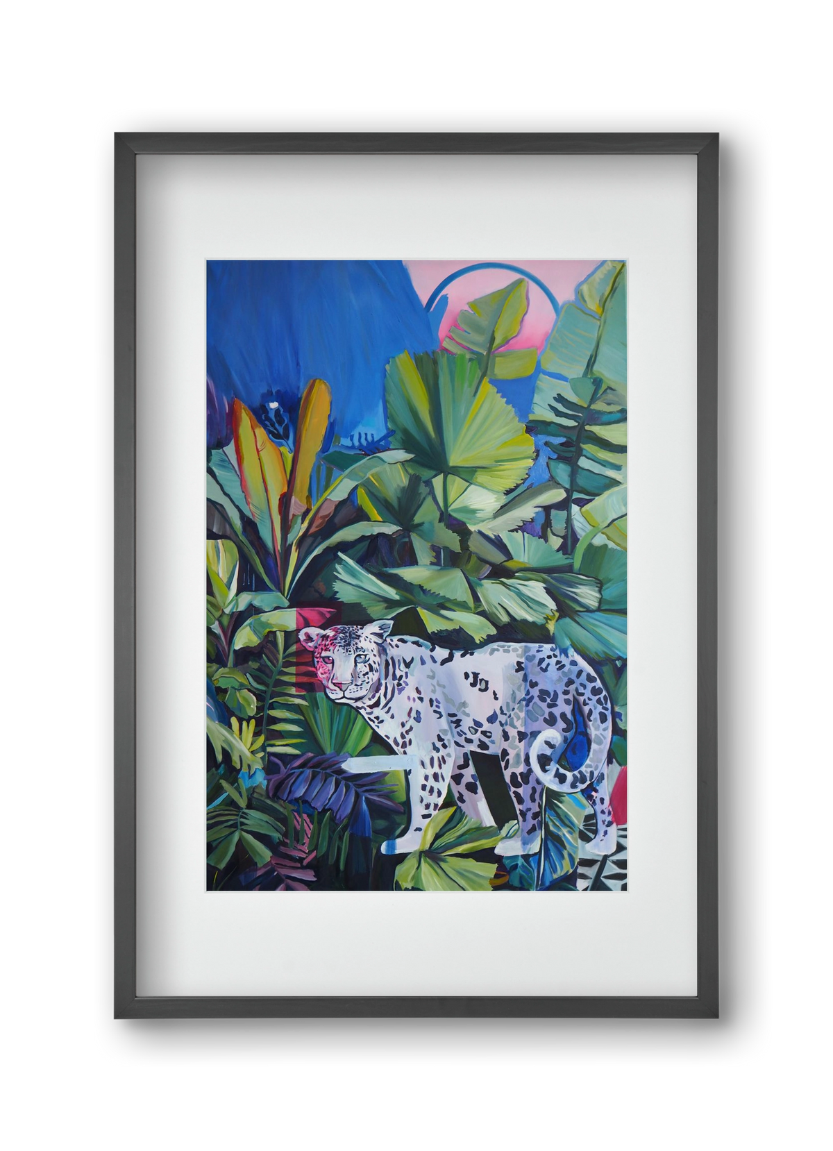 Hófehér jaguár, 30x45 cm (20x30 cm), Fekete keret, paszpartuval