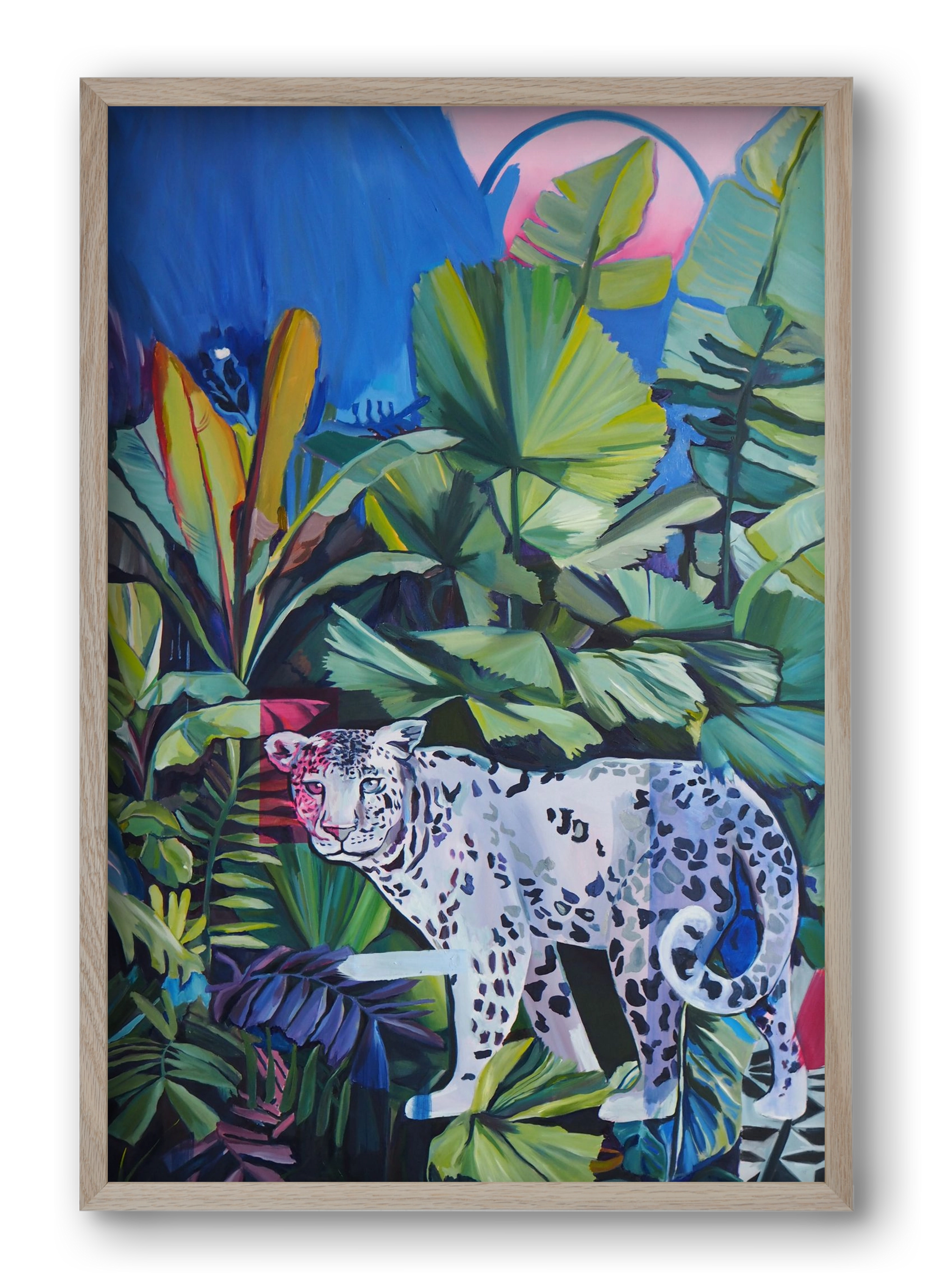 Hófehér jaguár, 40x60 cm (40x60 cm), Tölgy keret