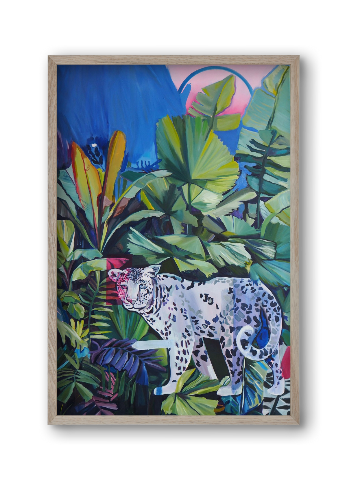 Hófehér jaguár, 30x45 cm (30x45 cm), Tölgy keret