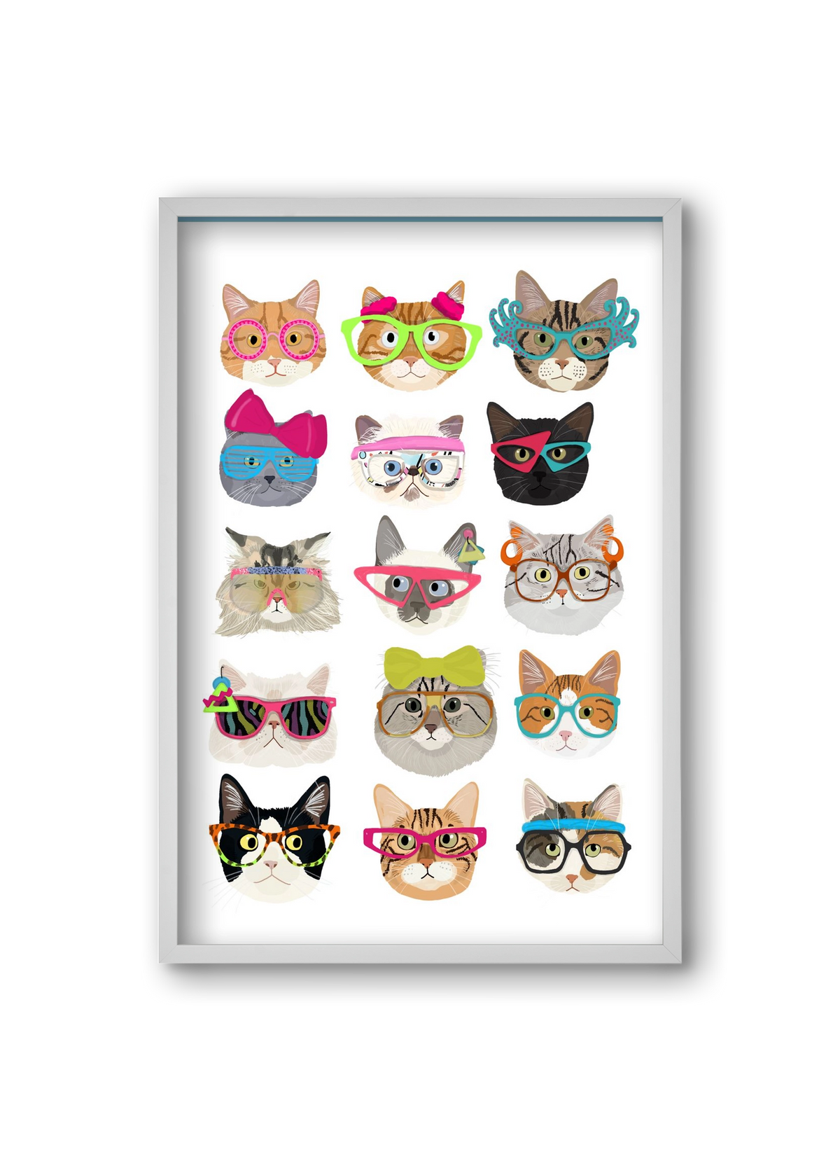 Cats in glasses 1980's , 20x30 cm (20x30 cm), Fehér keret