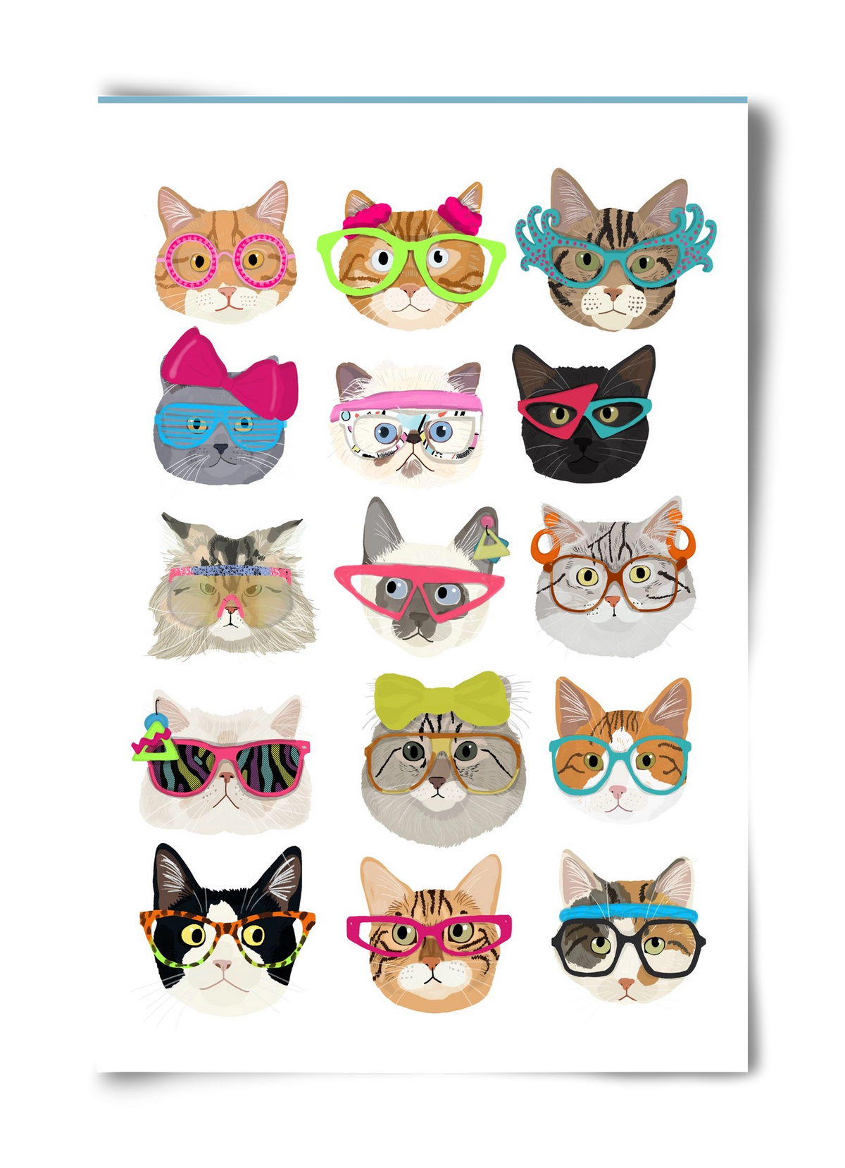 Cats in glasses 1980's , 40x60 cm, Keret nélkül