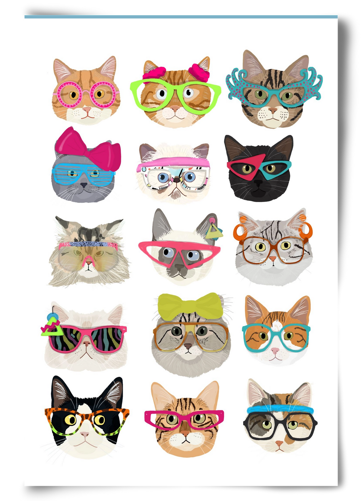 Cats in glasses 1980's , 60x90 cm, Keret nélkül