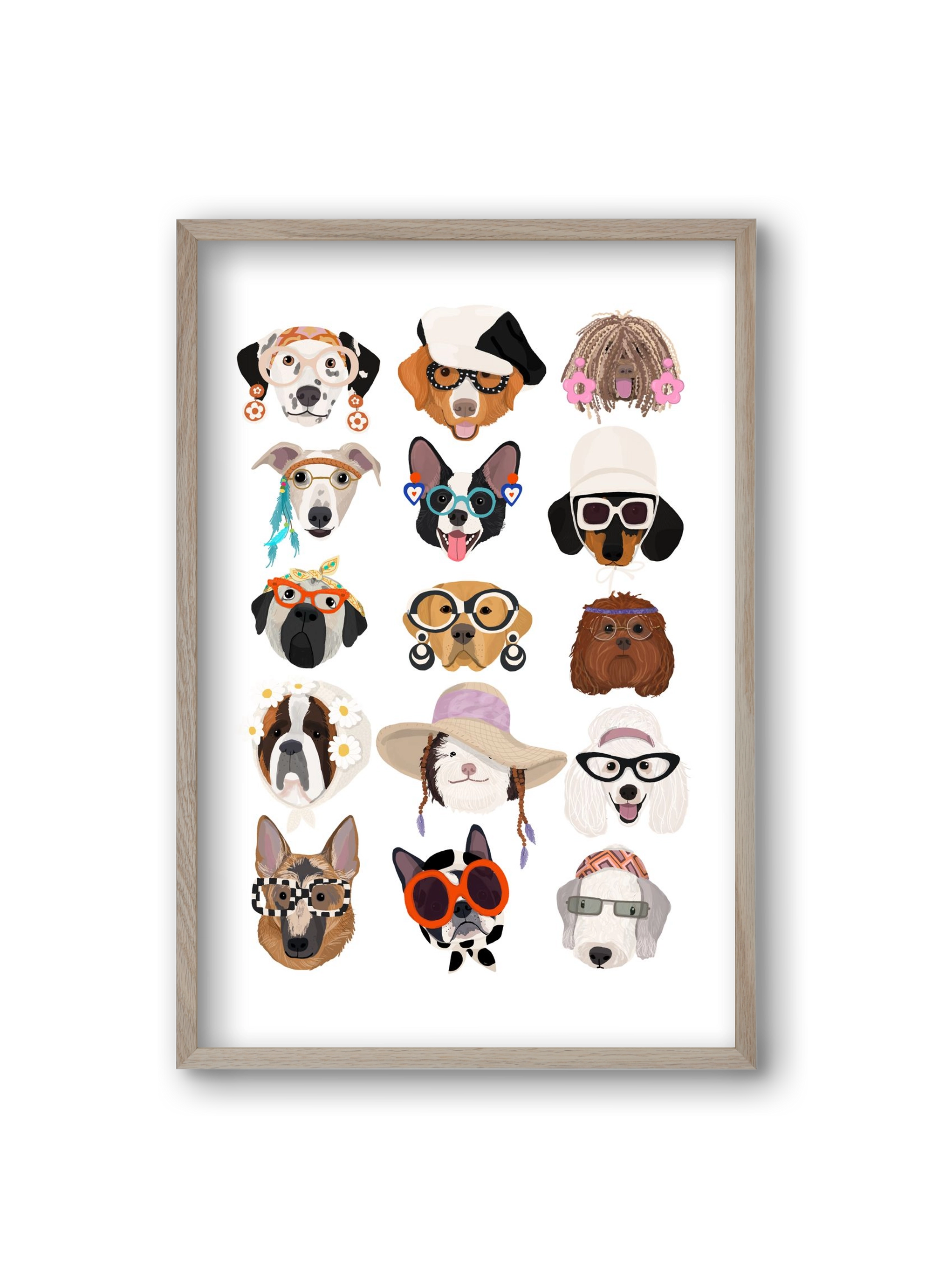 Dogs in the 1960's, 20x30 cm (20x30 cm), Tölgy keret