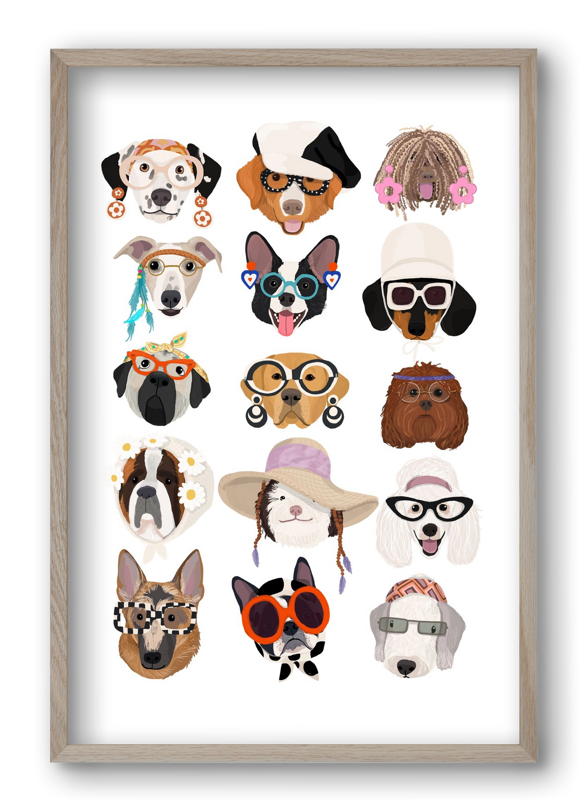 Dogs in the 1960's, 40x60 cm (40x60 cm), Tölgy keret