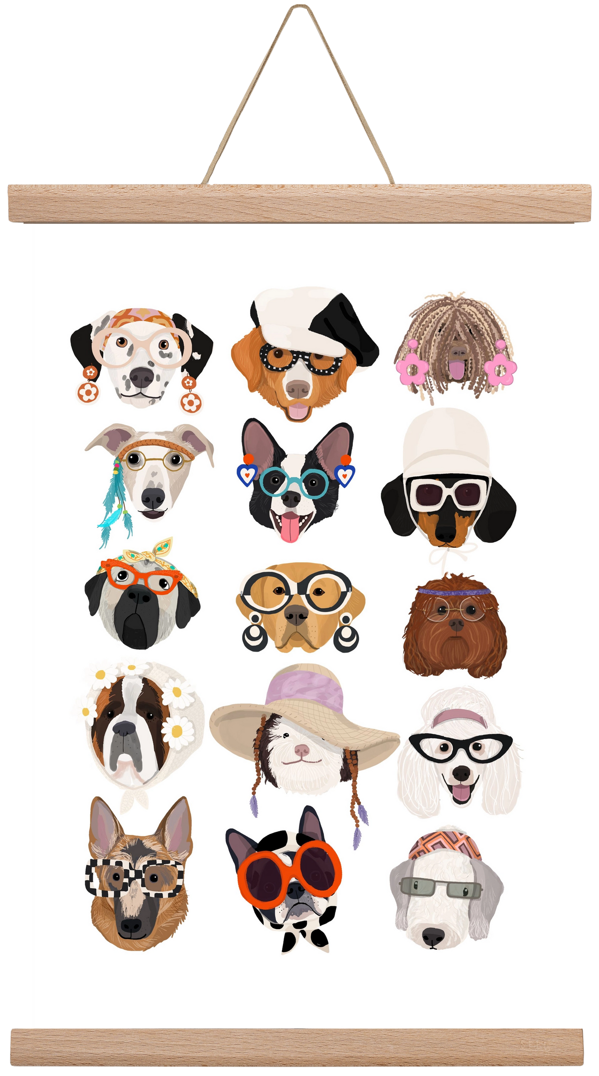 Dogs in the 1960's, 30x45 cm (30x45 cm), Tölgy akasztó