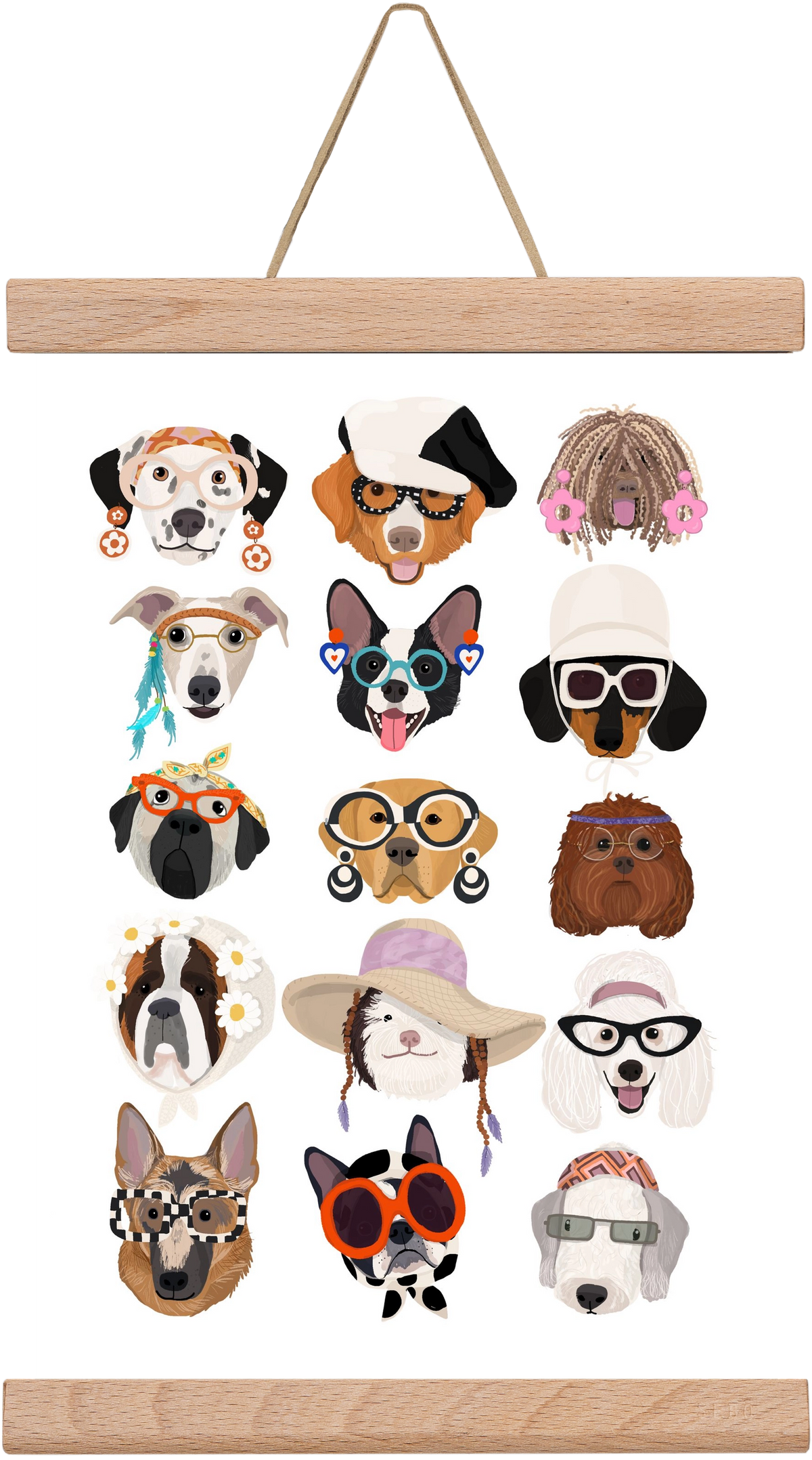 Dogs in the 1960's, 20x30 cm (20x30 cm), Tölgy akasztó