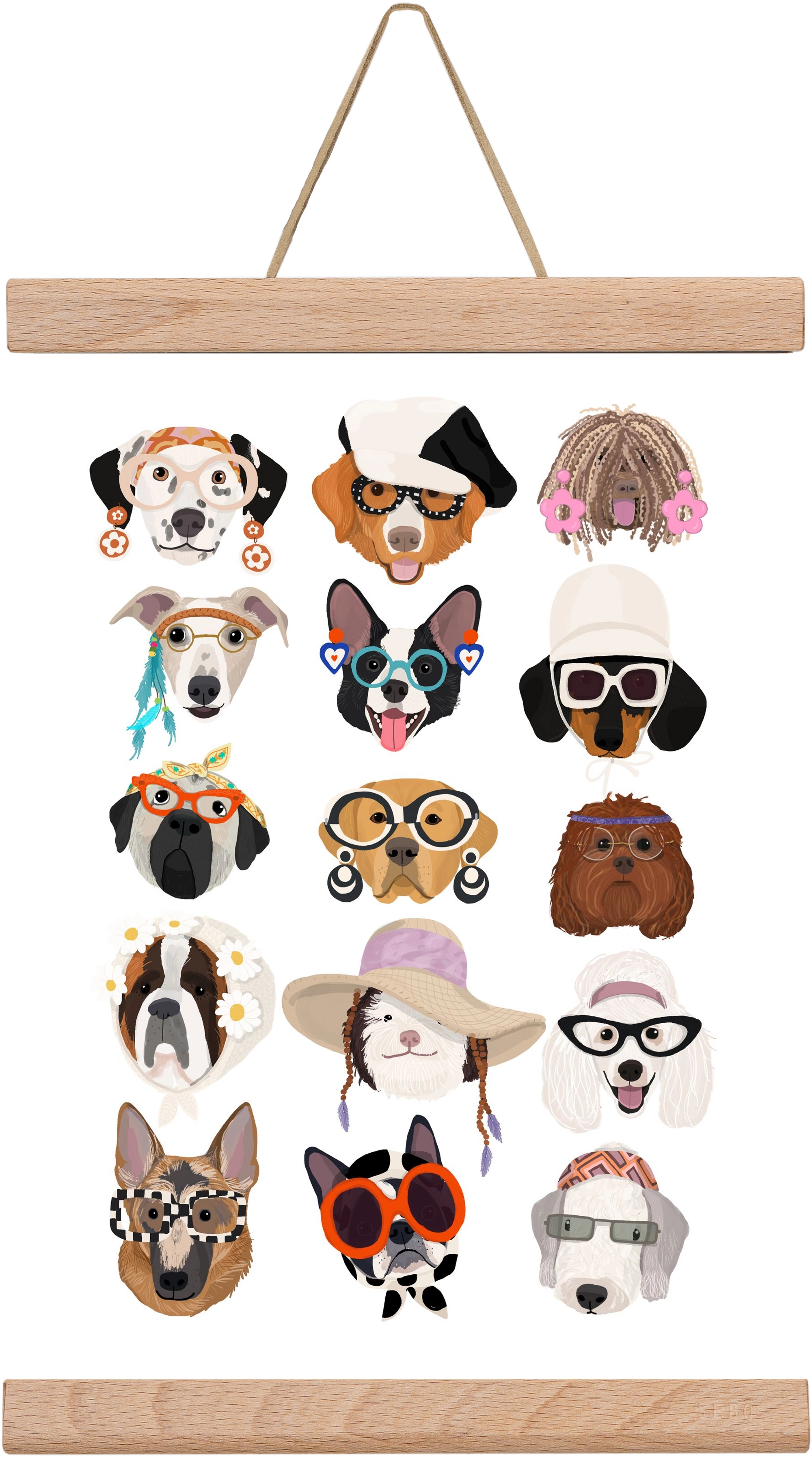 Dogs in the 1960's, 20x30 cm (20x30 cm), Tölgy akasztó