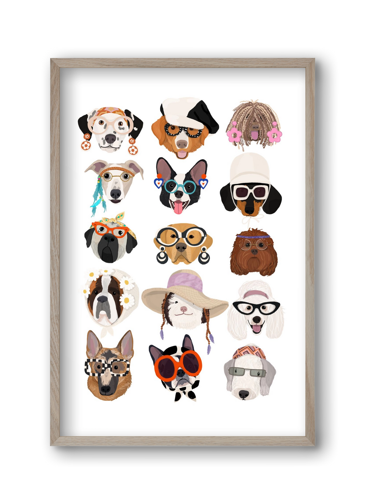 Dogs in the 1960's, 30x45 cm (30x45 cm), Tölgy keret