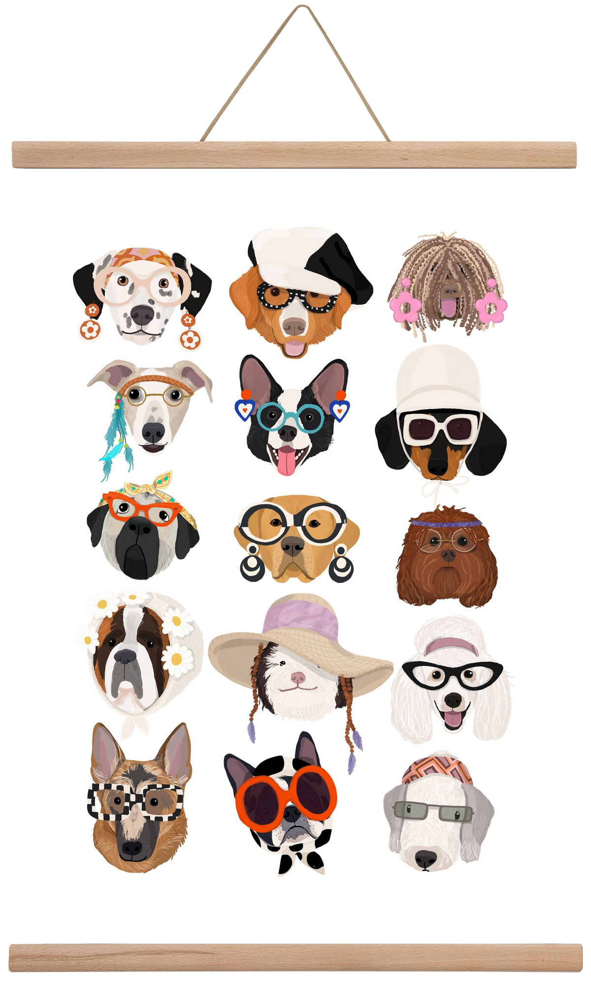 Dogs in the 1960's, 40x60 cm (40x60 cm), Tölgy akasztó