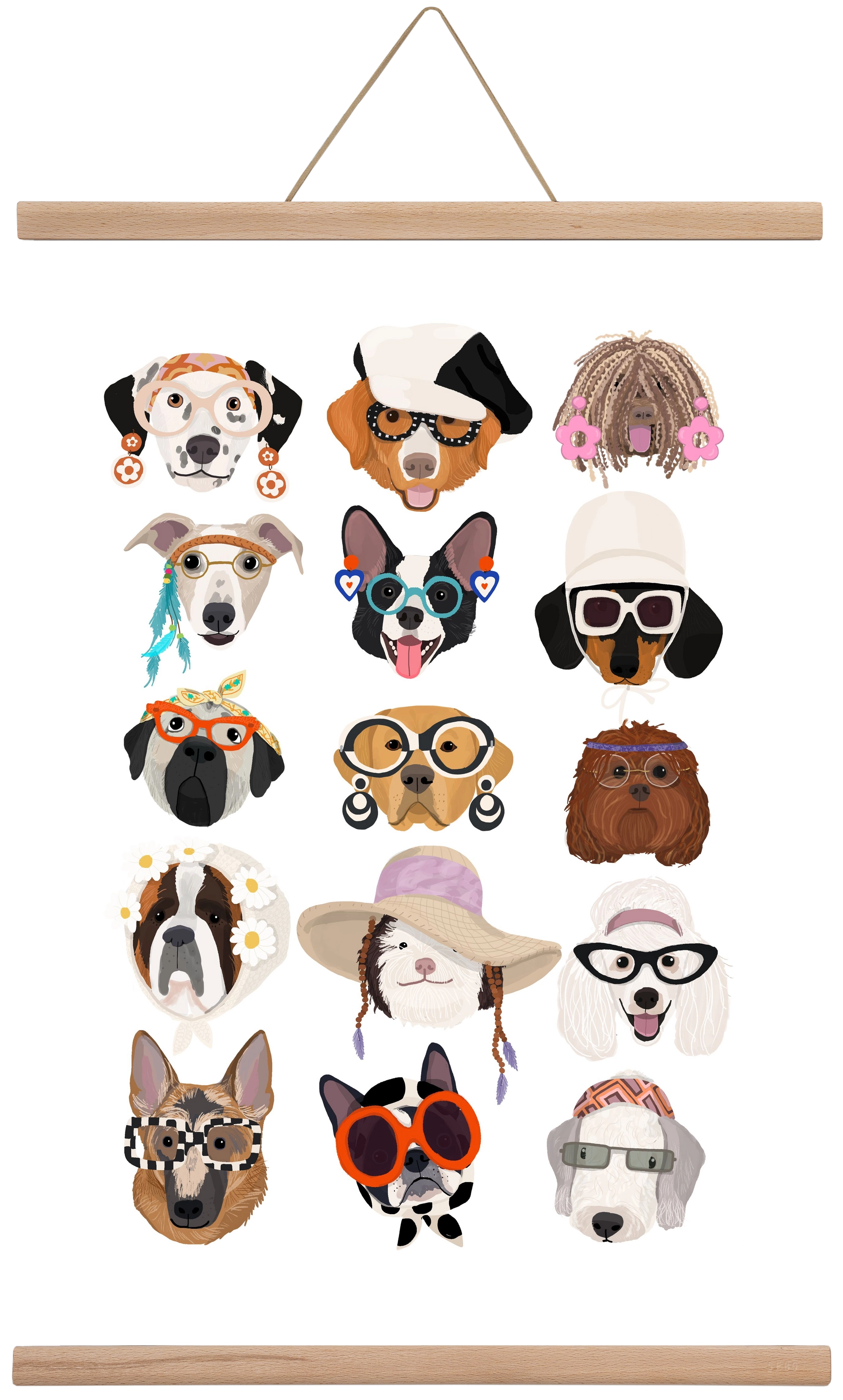 Dogs in the 1960's, 40x60 cm (40x60 cm), Tölgy akasztó