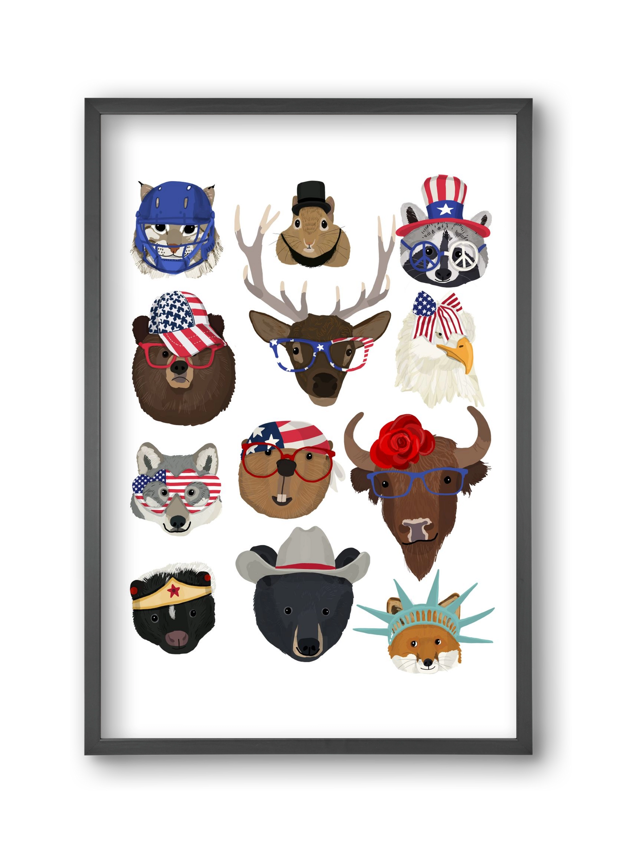 Animals of the planet USA, 30x45 cm (30x45 cm), Fekete keret