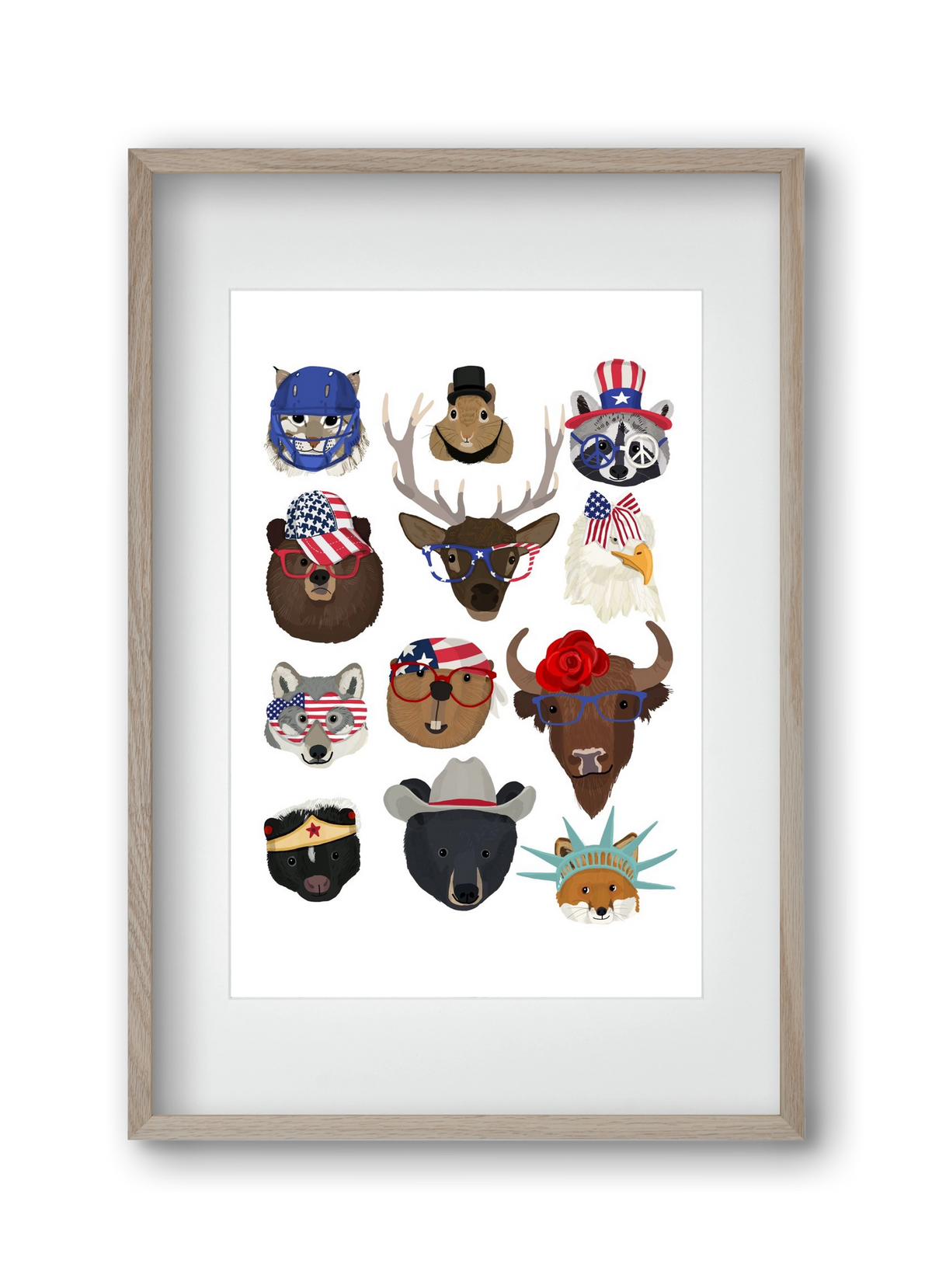 Animals of the planet USA, 30x45 cm (20x30 cm), Tölgy keret, paszpartuval