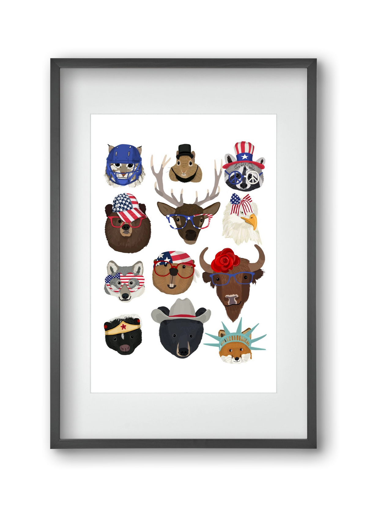 Animals of the planet USA, 30x45 cm (20x30 cm), Fekete keret, paszpartuval