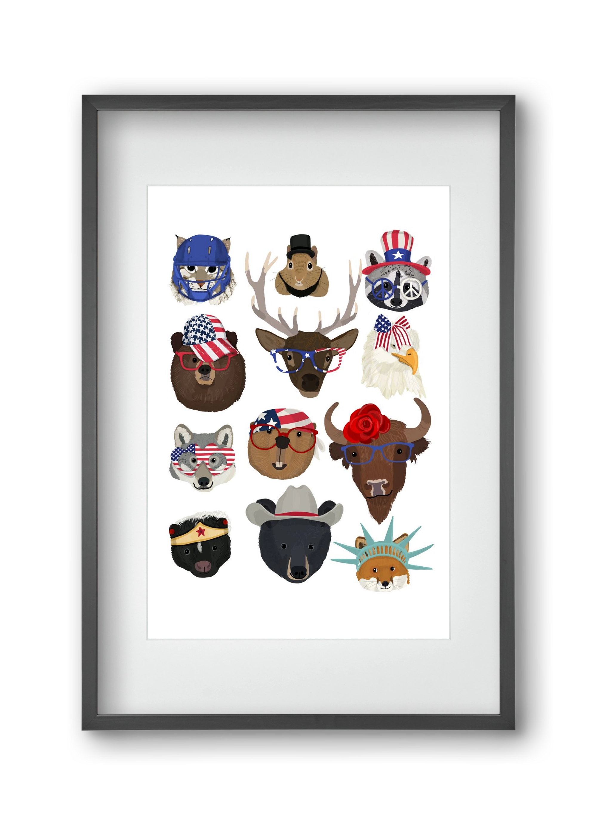 Animals of the planet USA, 30x45 cm (20x30 cm), Fekete keret, paszpartuval