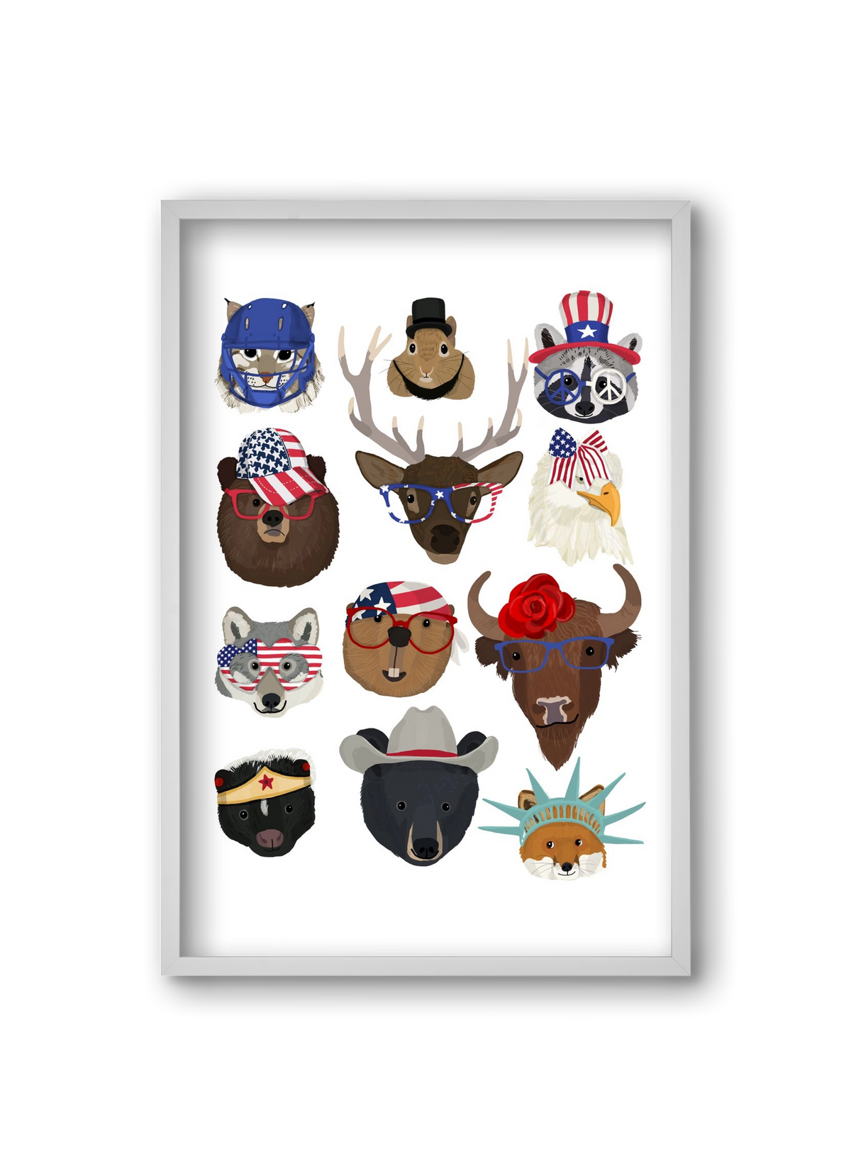 Animals of the planet USA, 20x30 cm (20x30 cm), Fehér keret