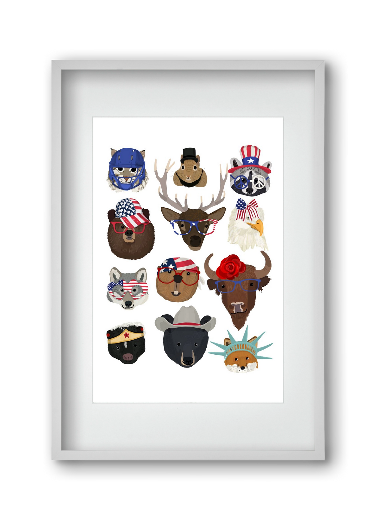 Animals of the planet USA, 30x45 cm (20x30 cm), Fehér keret, paszpartuval