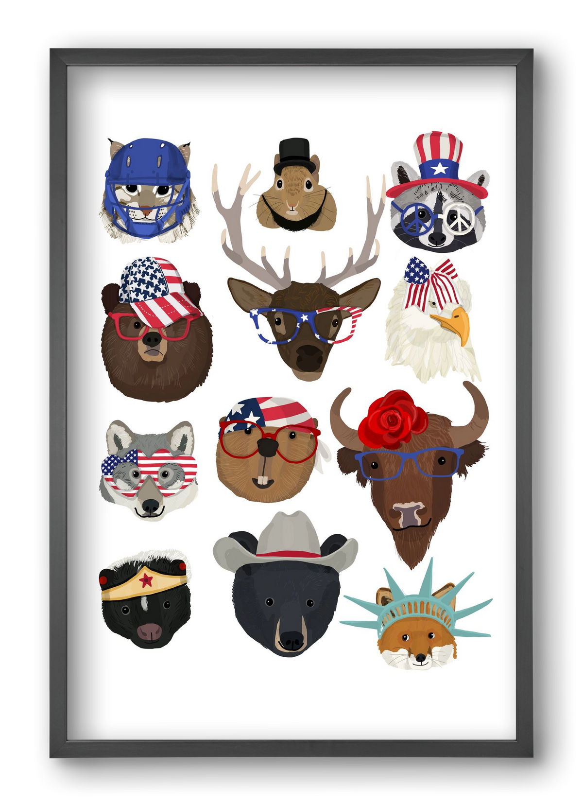 Animals of the planet USA, 40x60 cm (40x60 cm), Fekete keret