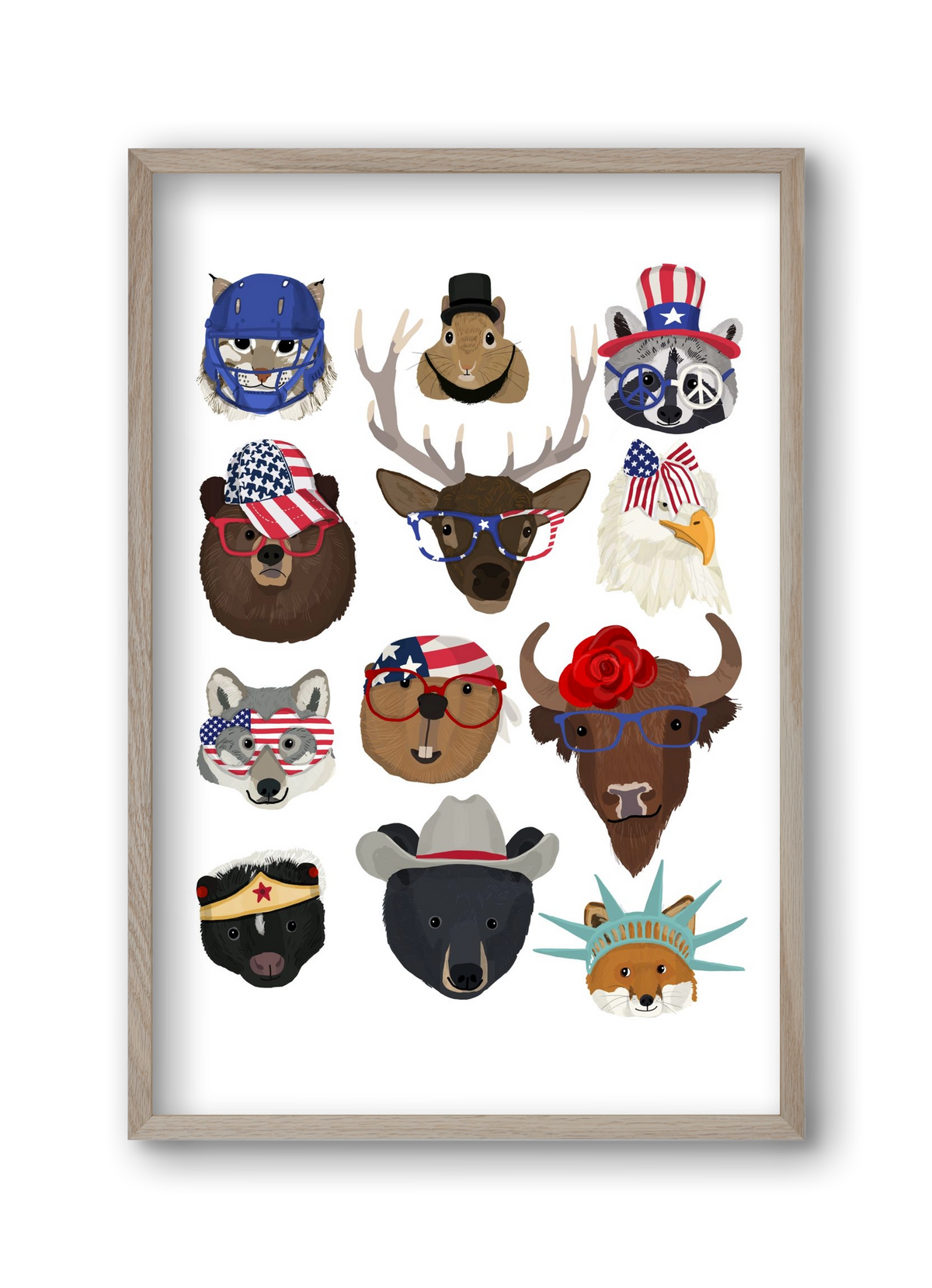 Animals of the planet USA, 30x45 cm (30x45 cm), Tölgy keret