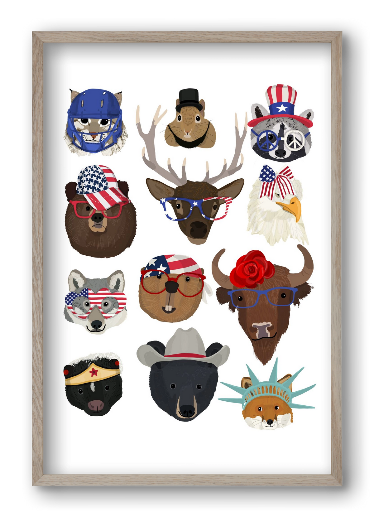 Animals of the planet USA, 40x60 cm (40x60 cm), Tölgy keret